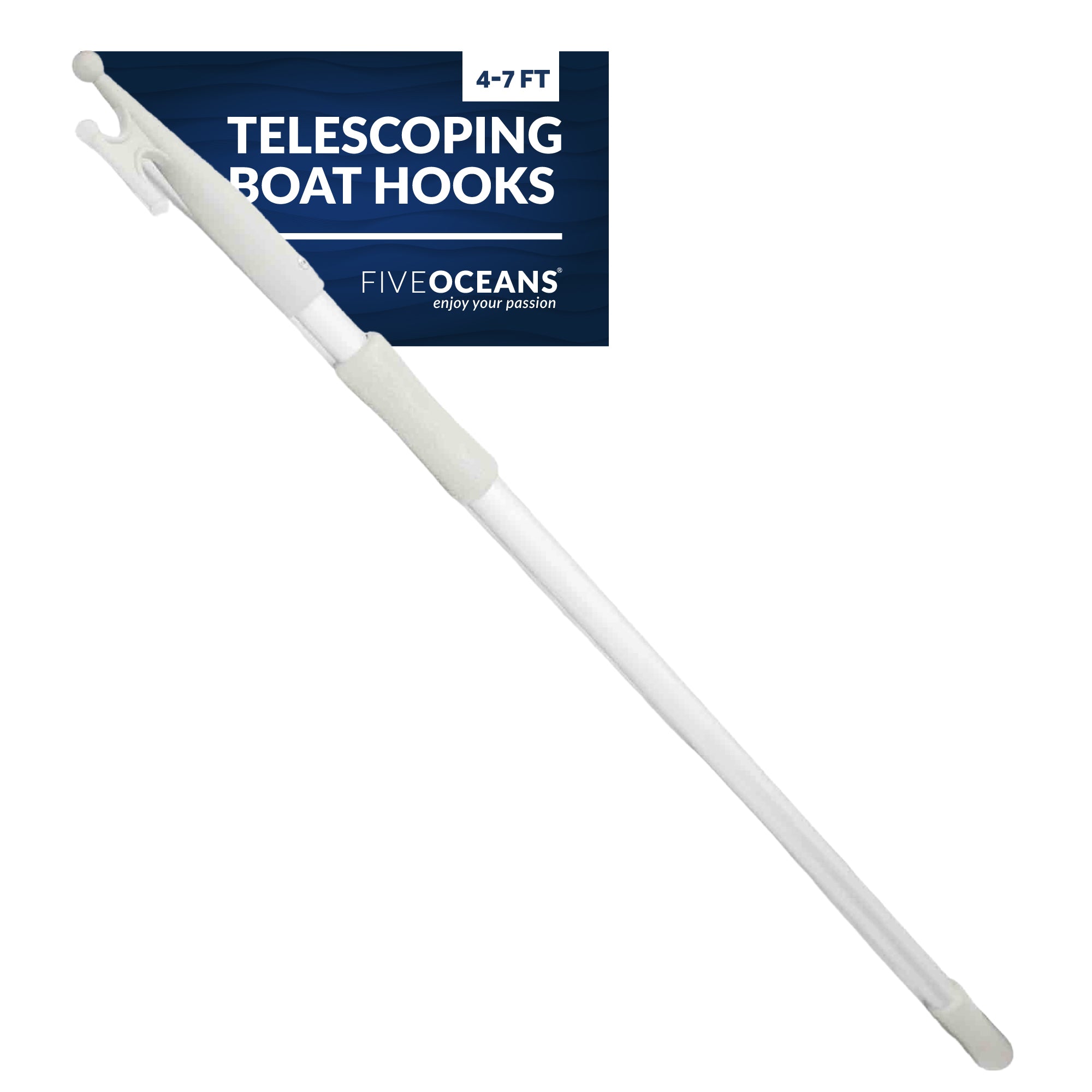 Five Oceans Telescoping Boat Hooks Aluminum Grey Extends from 4ft to 7ft Heavy Duty Series FO-4164