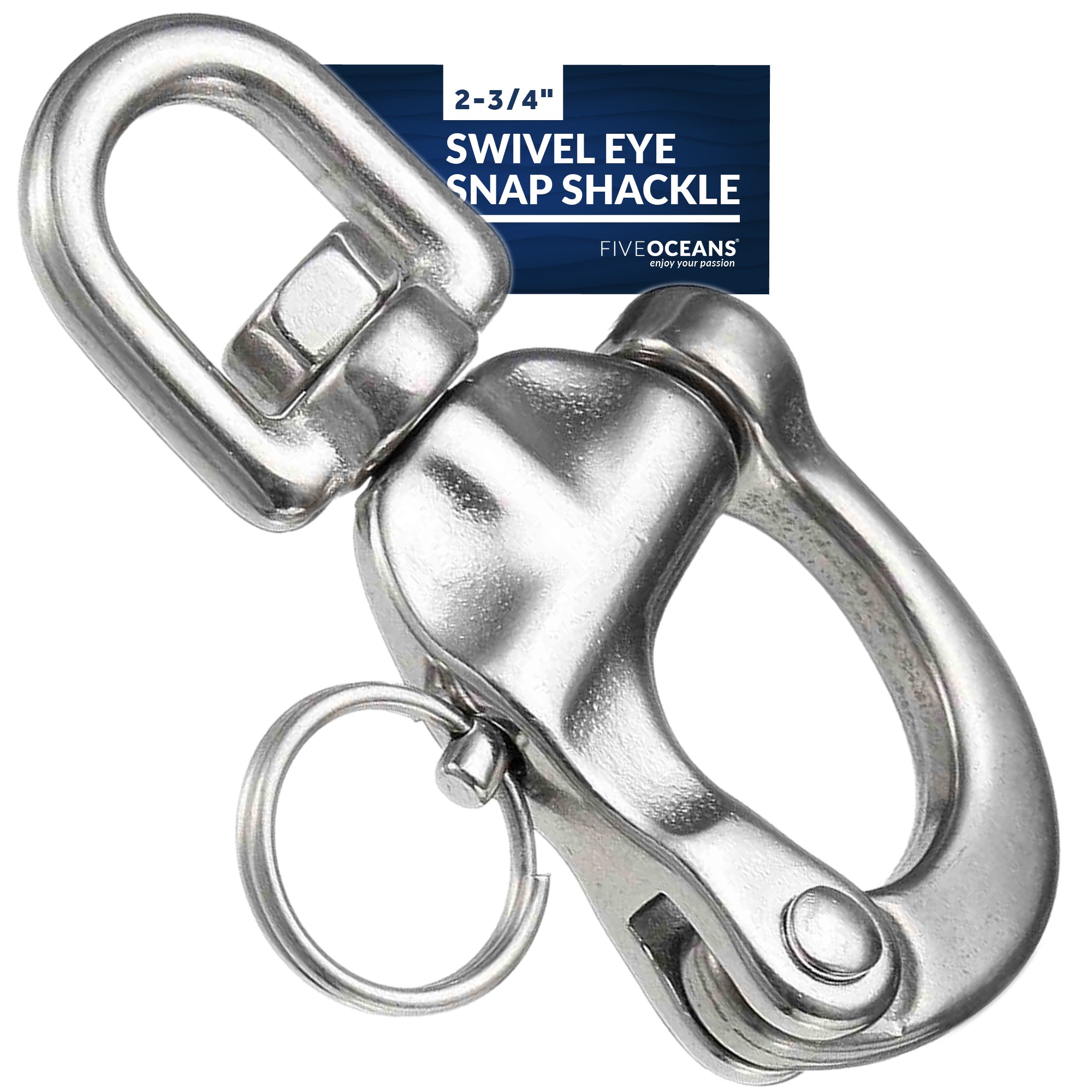 Swivel Eye Snap Shackle Quick Release Bail Rigging, 2 3/4 Stainless S
