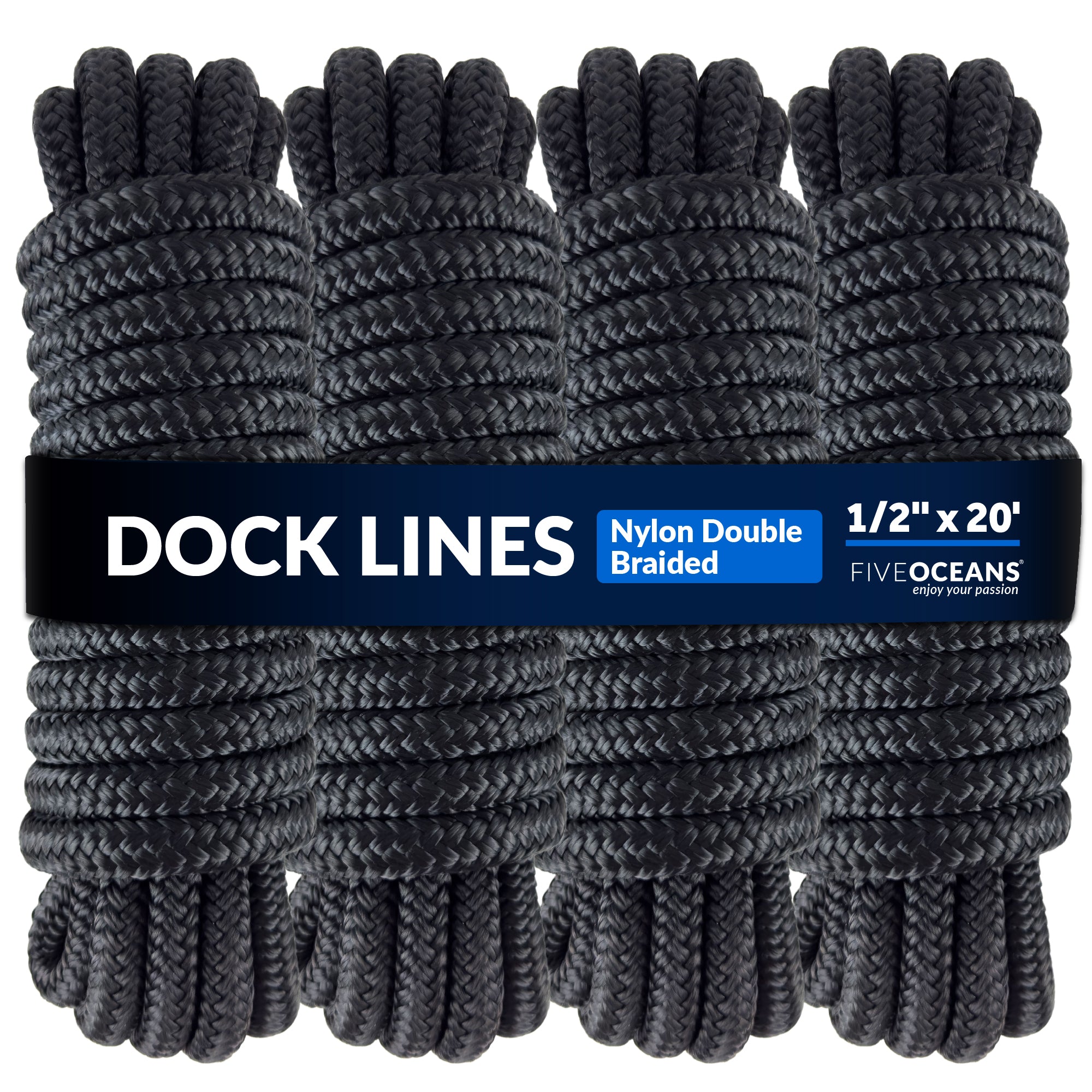HEMDRE 4 Pack 1/2” X 15' Dock Lines