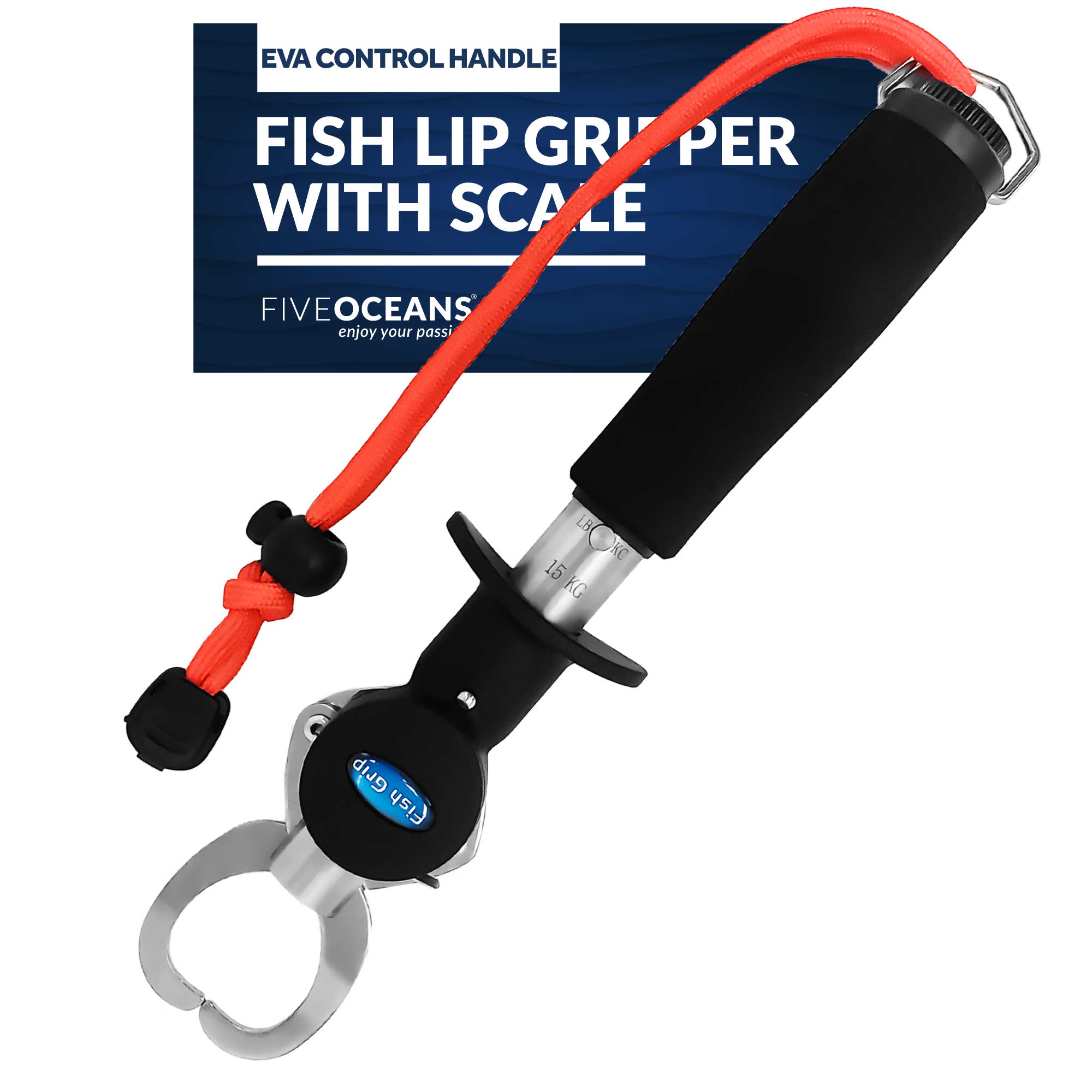 Stainless Steel Fish Lip Gripper with Scale and EVA Control Handle - F