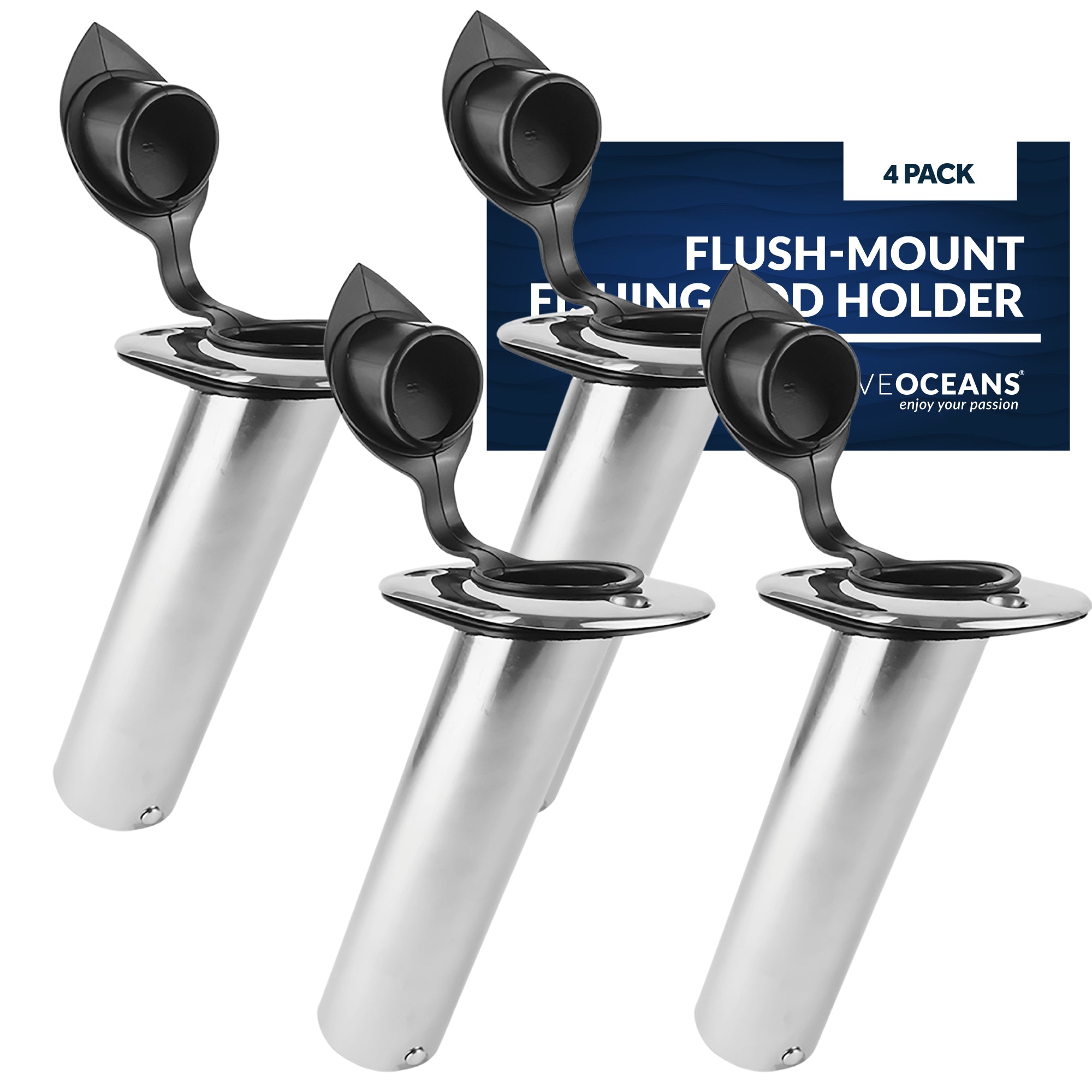 Stainless Steel Flush-Mount Fishing Rod Holder, 30-Degree Top Flange,