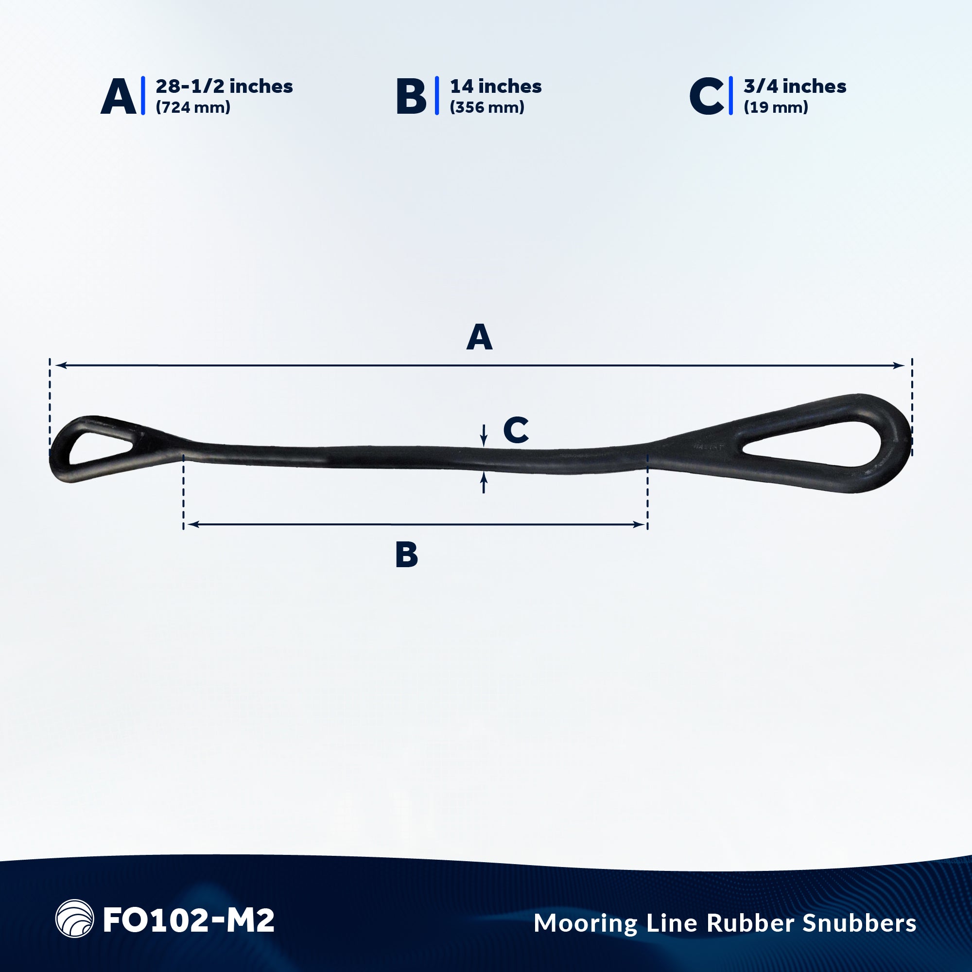 Boat Rubber Mooring Snubber, 28-1/2" x 3/4" - 2-Pack - FO102-M2 - Five Oceans