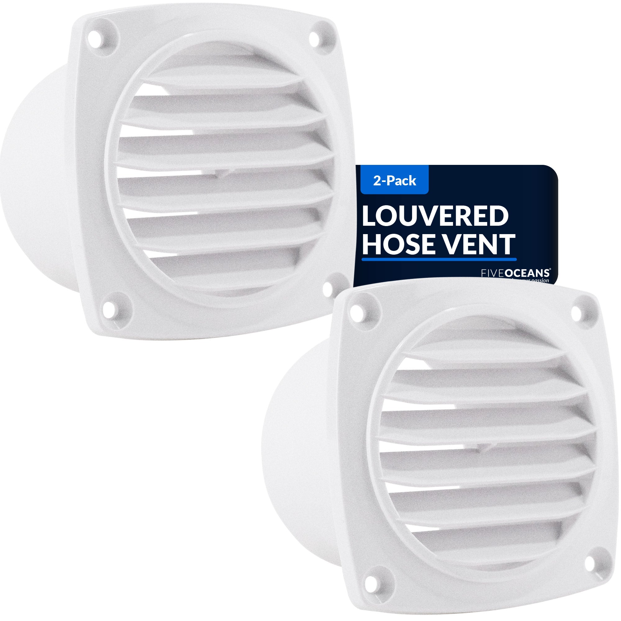 6-Slotted Louvered Hose Vent, 3-inch Hose Diameter, White, 2-Pack - FO109-M2