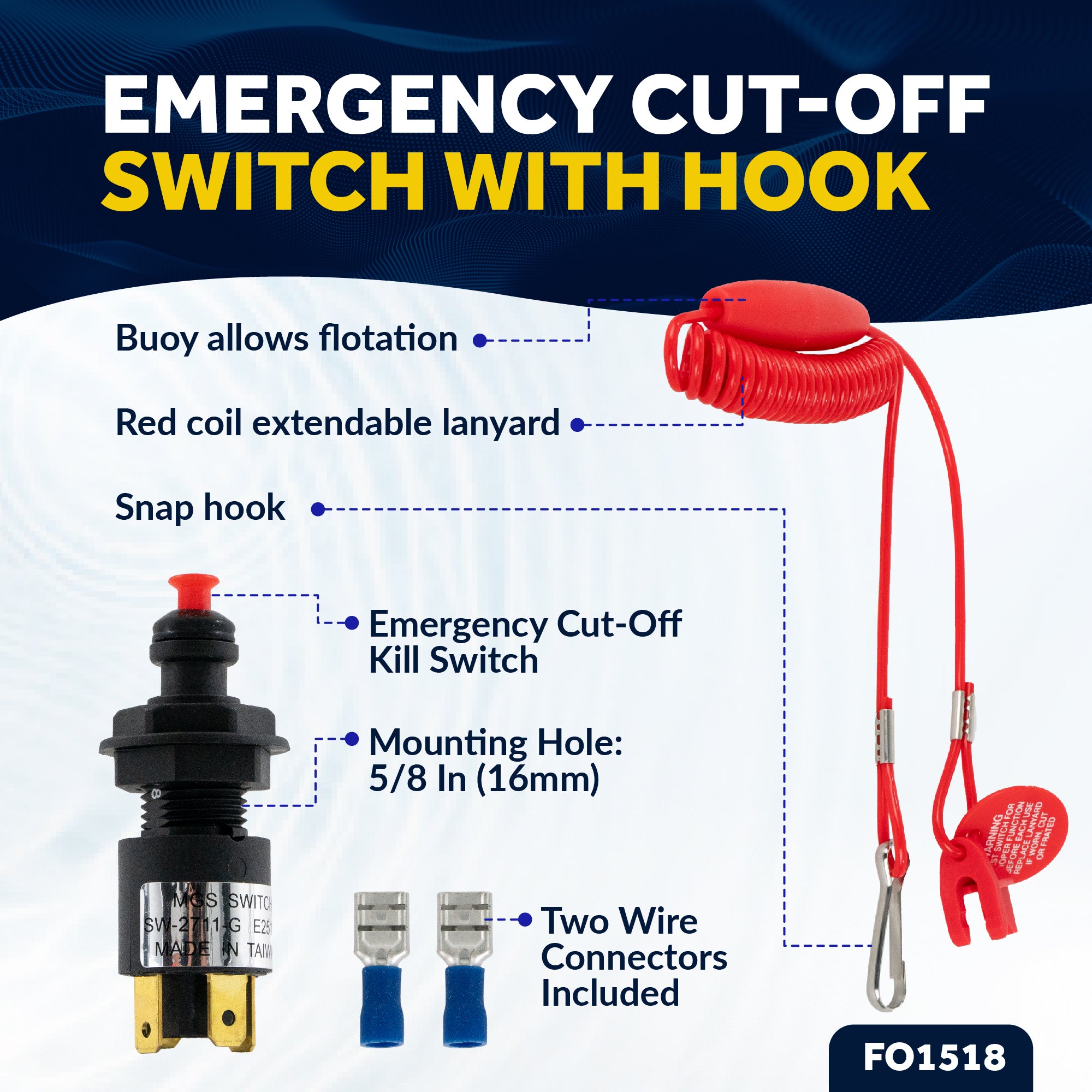 Emergency Cut-Off Switch, 12 Volts - FO1518 - Five Oceans