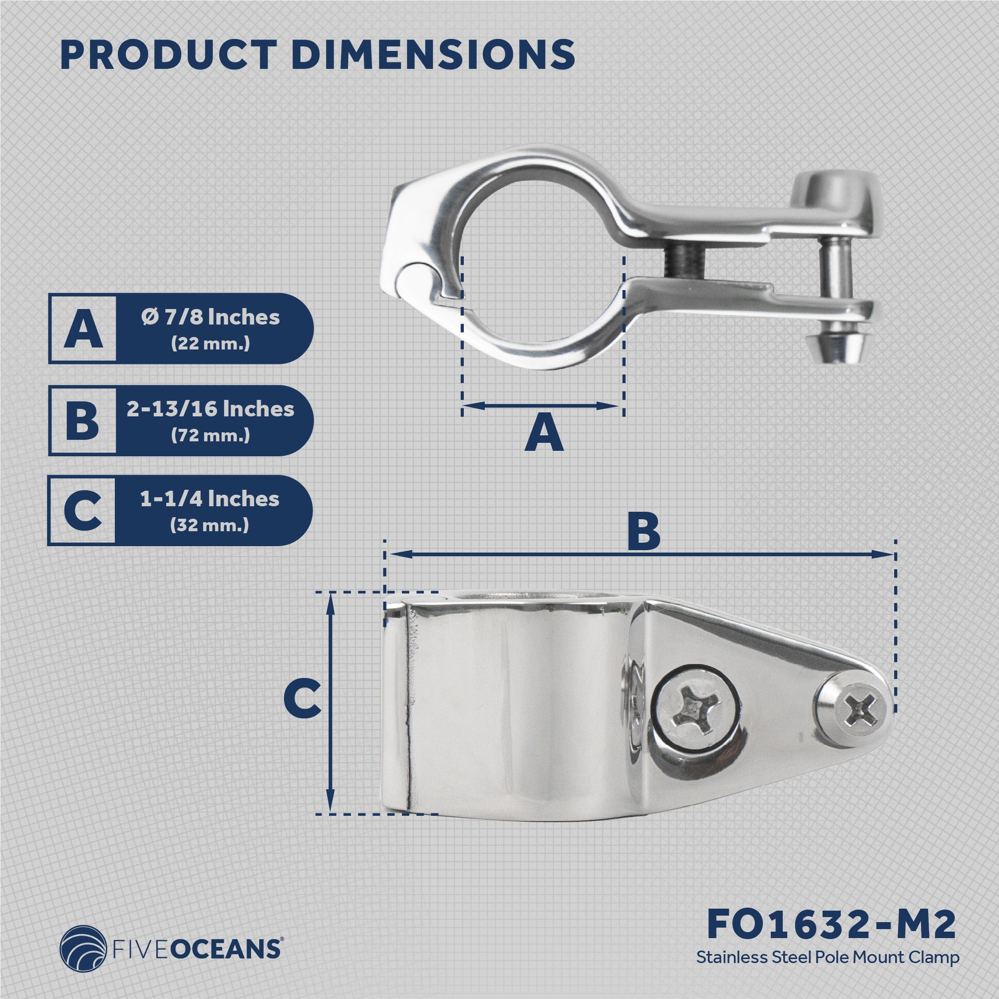 Bimini Top Hinged Jaw Slide, 7/8" Stainless Steel 2-Pack - FO1632-M2