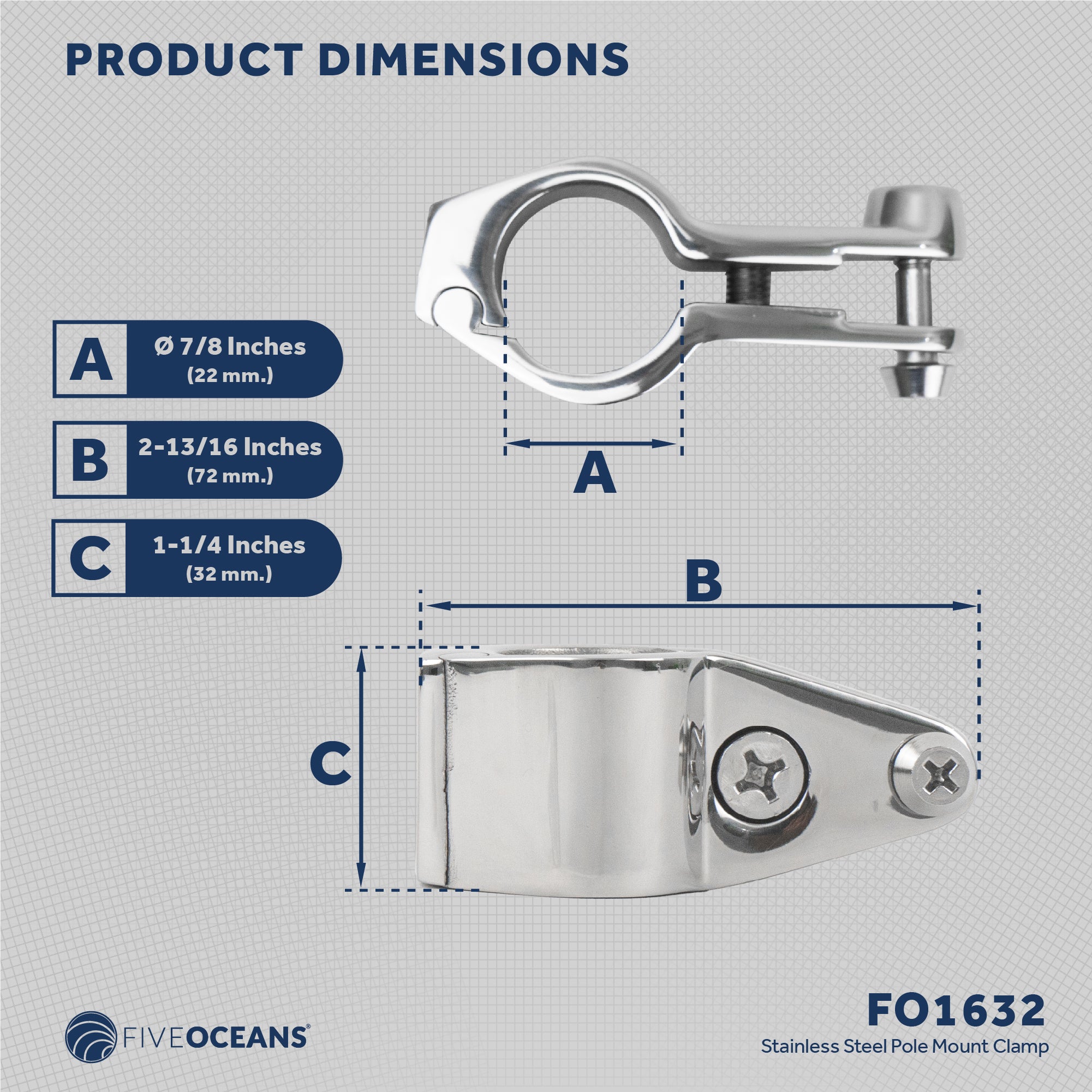 Bimini Top Hardware 7/8" Hinged Jaw Slide, AISI316 Stainless Steel - FO1632