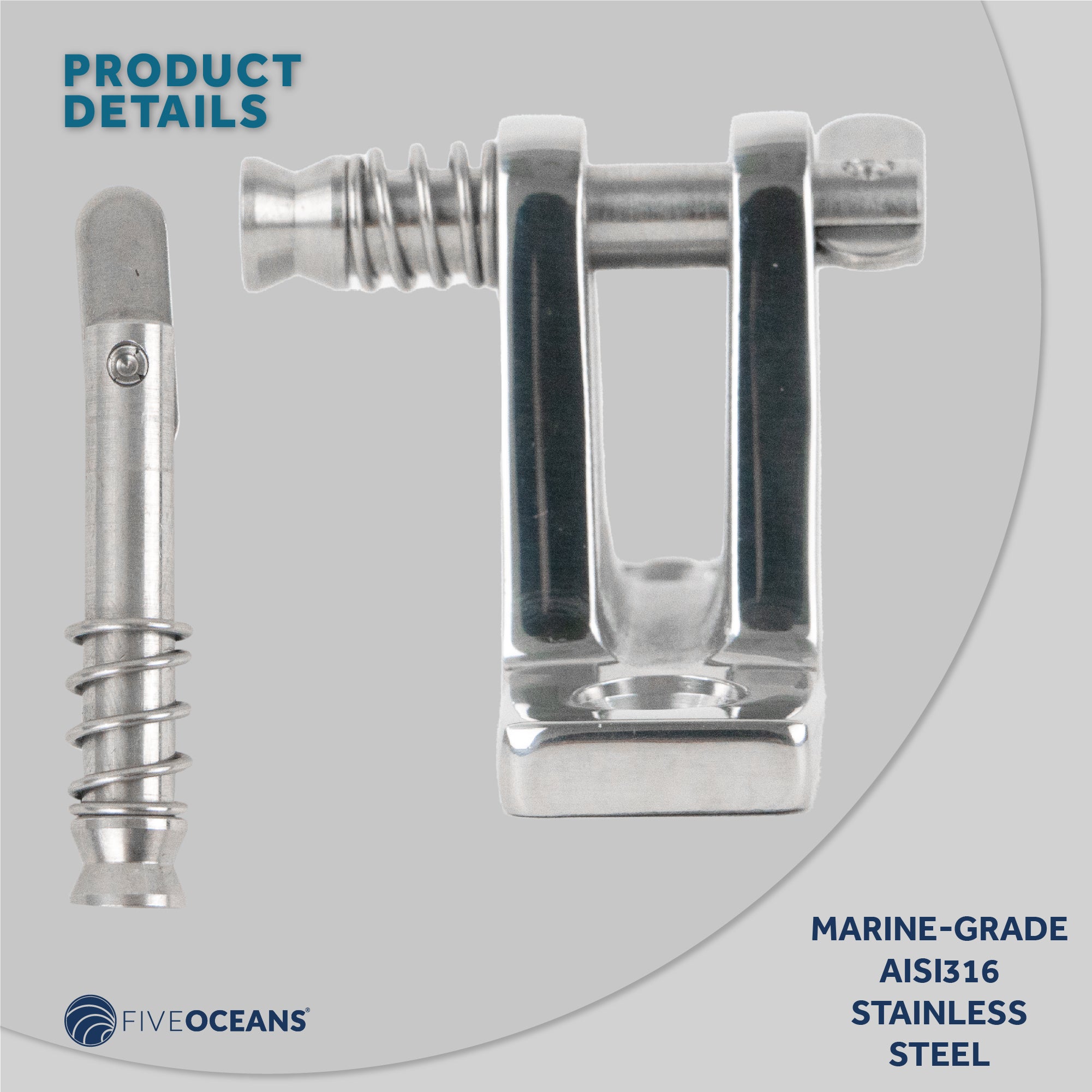 Bimini Top Hardware 90 Degree Deck Hinge with Removable Pin, AISI316 Stailess Steel - FO1671