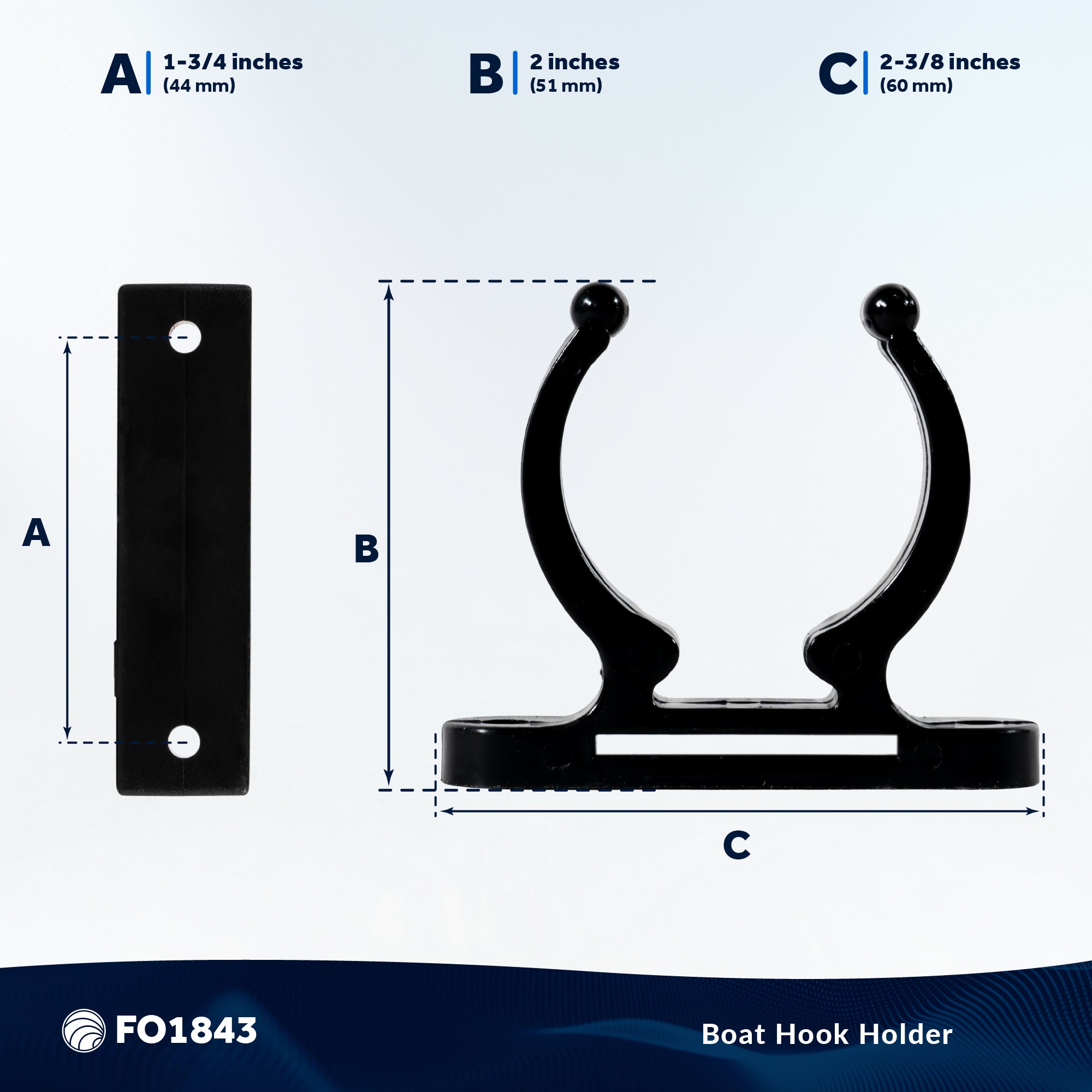 Boat Hook Holder, Up to 1-1/2" Tube Diameter - FO1843