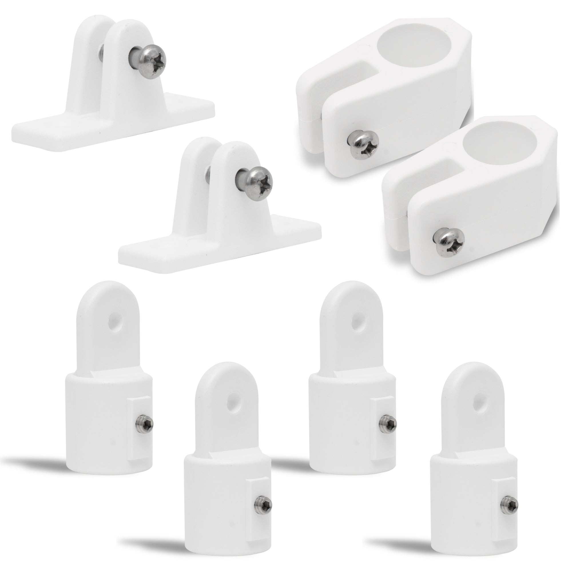 2 Bow Bimini Top Hardware Set 8 Piece, Fitting Fit 7/8", White Nylon - FO1879-C2