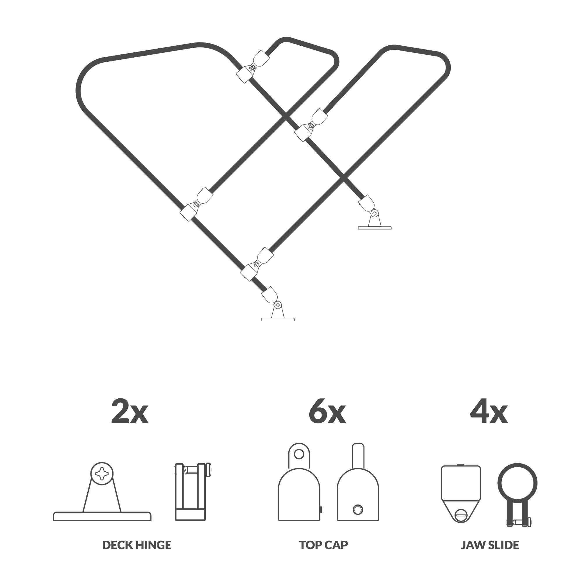 3 Bow Marine Bimini Top Set 12 Piece, 7/8" White Nylon FO1879-C3