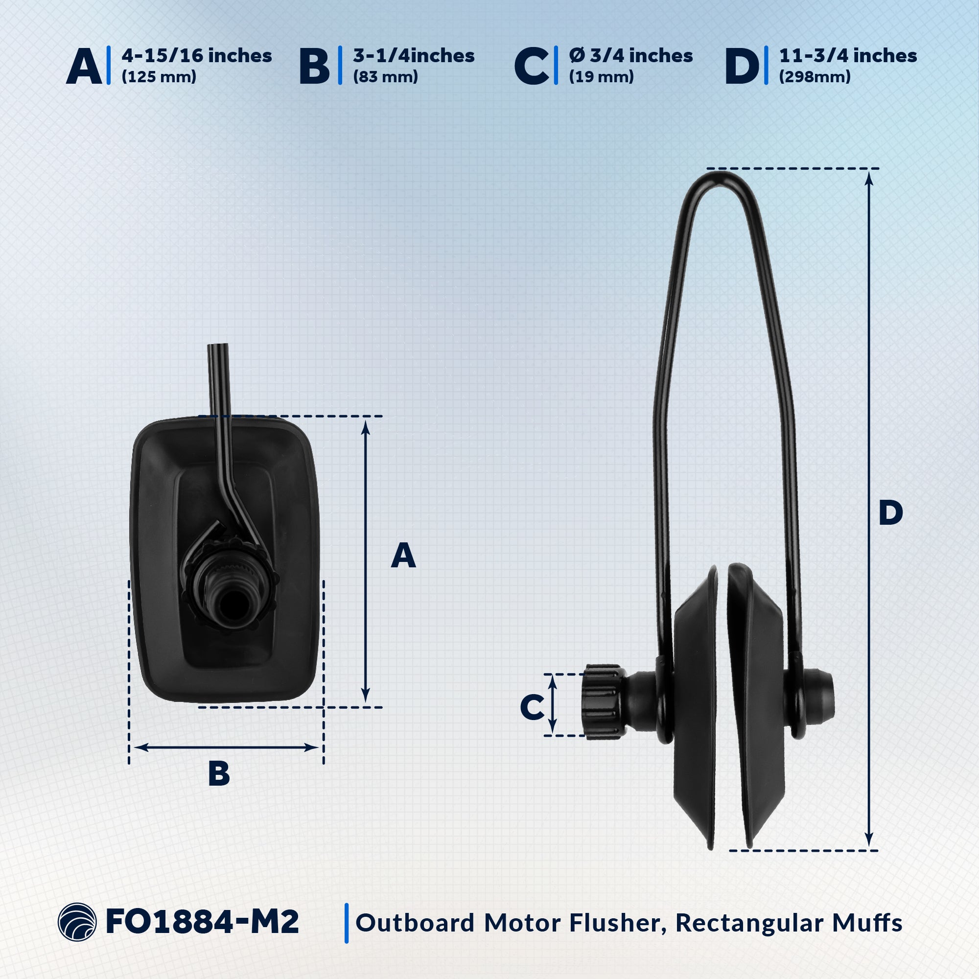 Universal Outboard Motor Flusher, Rectangular Muffs - 2-Pack - FO1884-M2