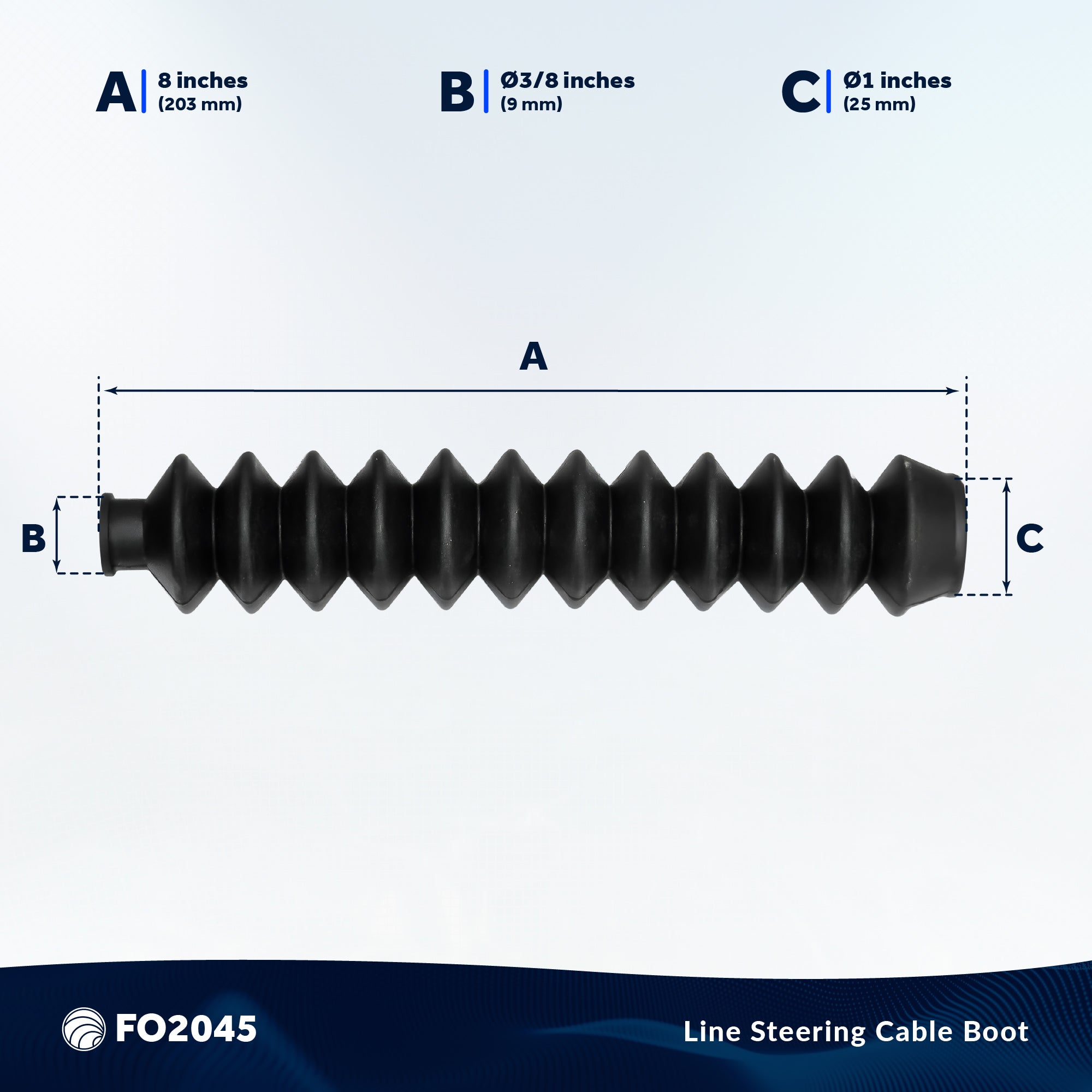 Steering Cable Boot, 8" - FO2045 - Five Oceans