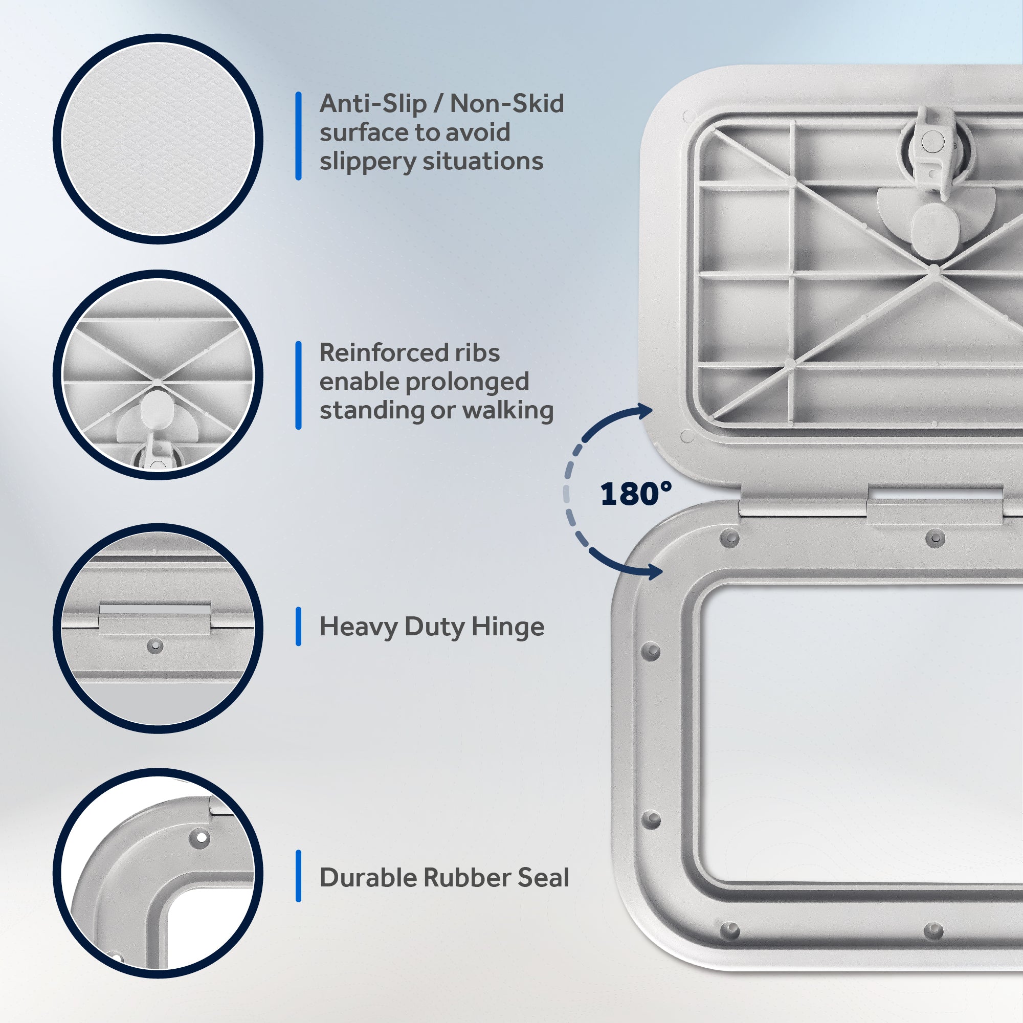 Boat Access Hatch, 10-7/8" x 14-3/4" Locking Slam Latch System, Off-White - FO2078