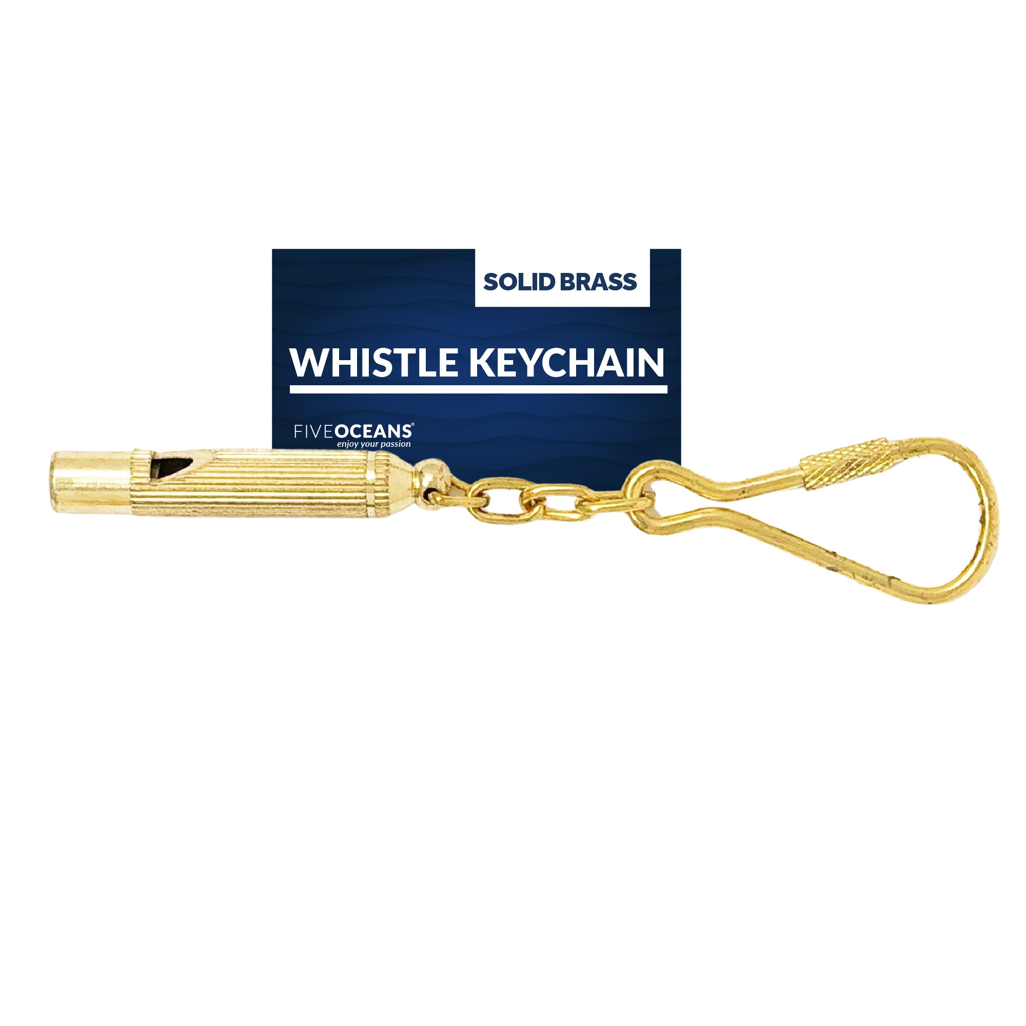 Nautical Small Whistle Keychain, Solid Brass - FO2219