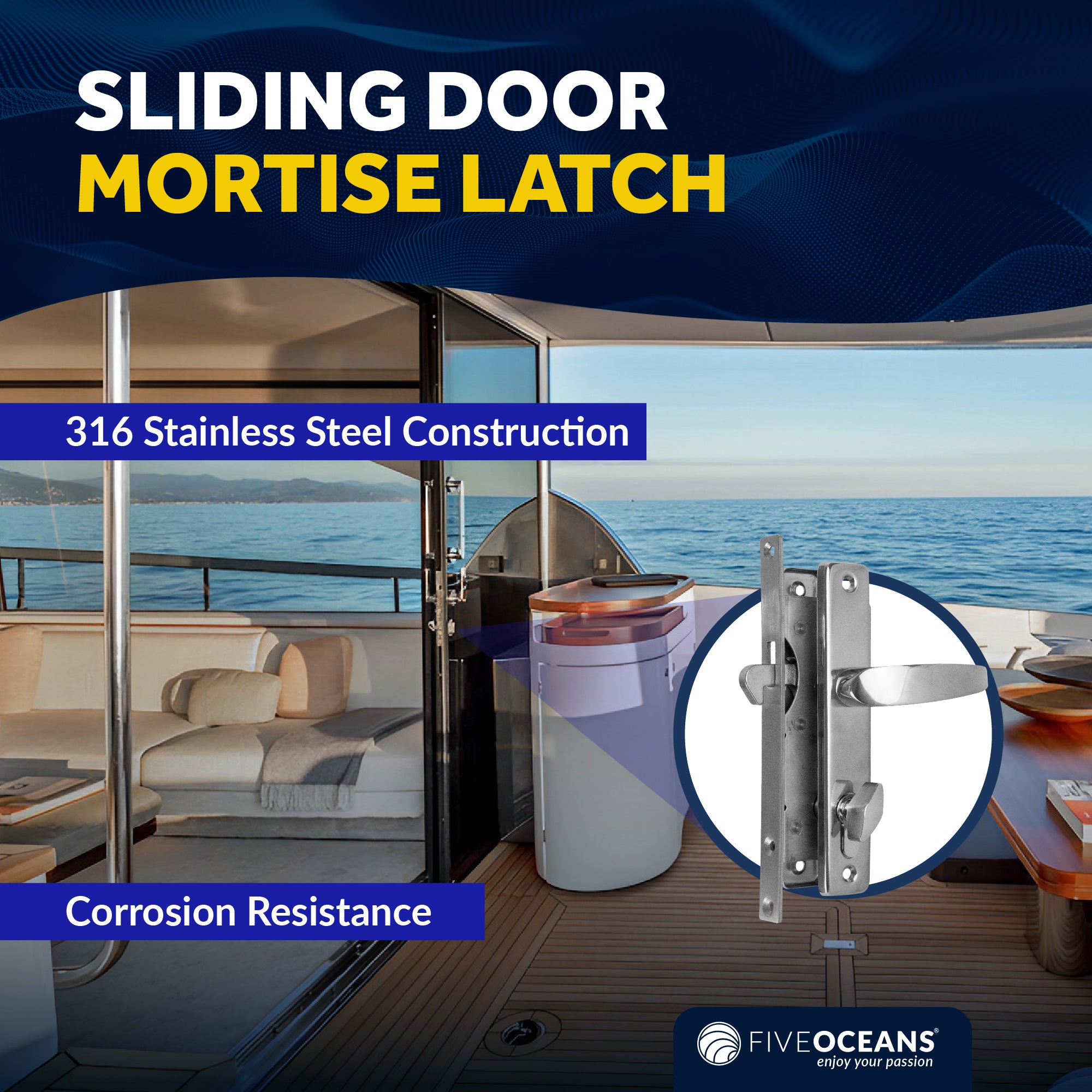 Sliding Door Mortise Latch Set, Stainless Steel, 3 Keys - FO2240