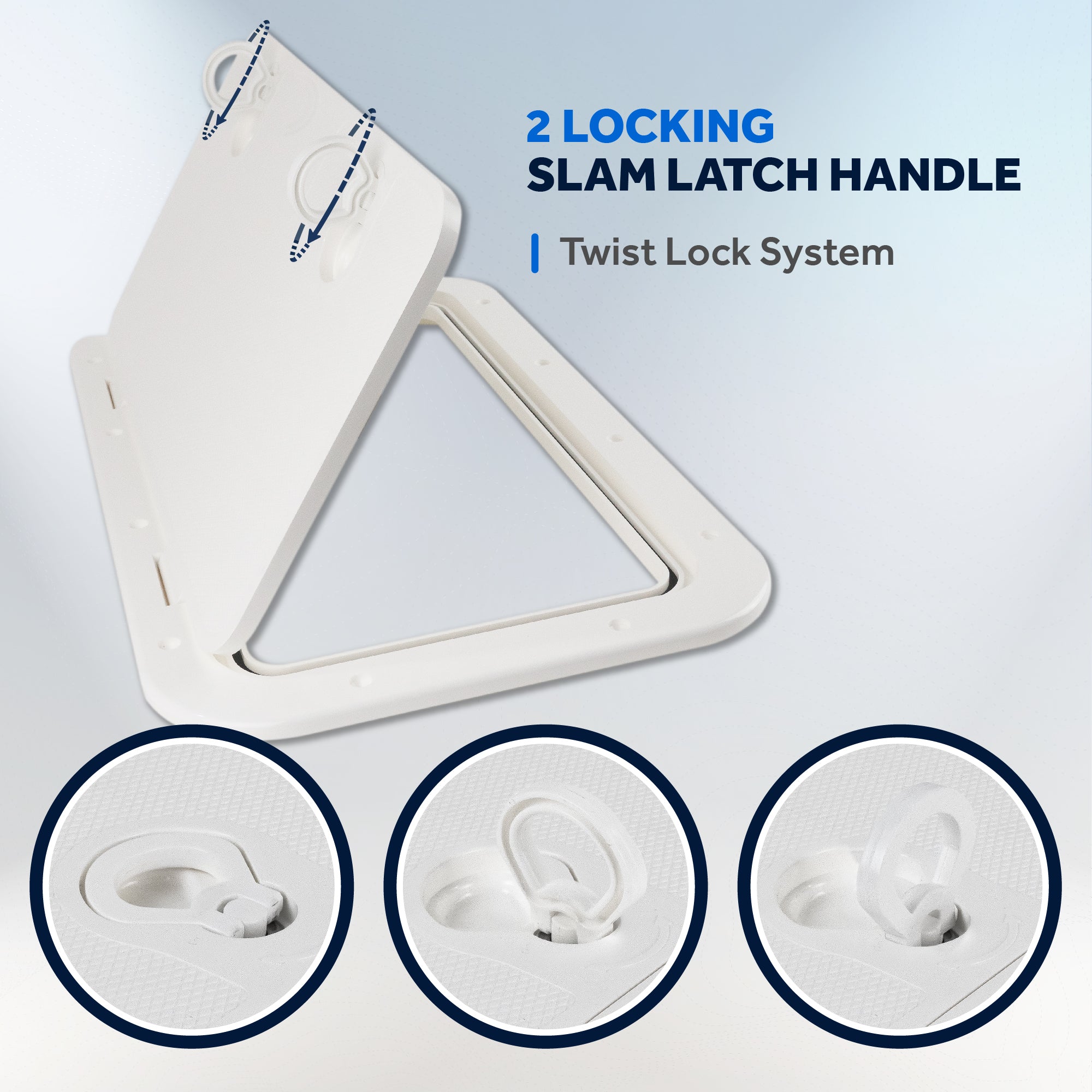 Boat Access Hatch, 23-1/2" x 13-5/8" Locking Slam Latch System, Off-White - FO2348