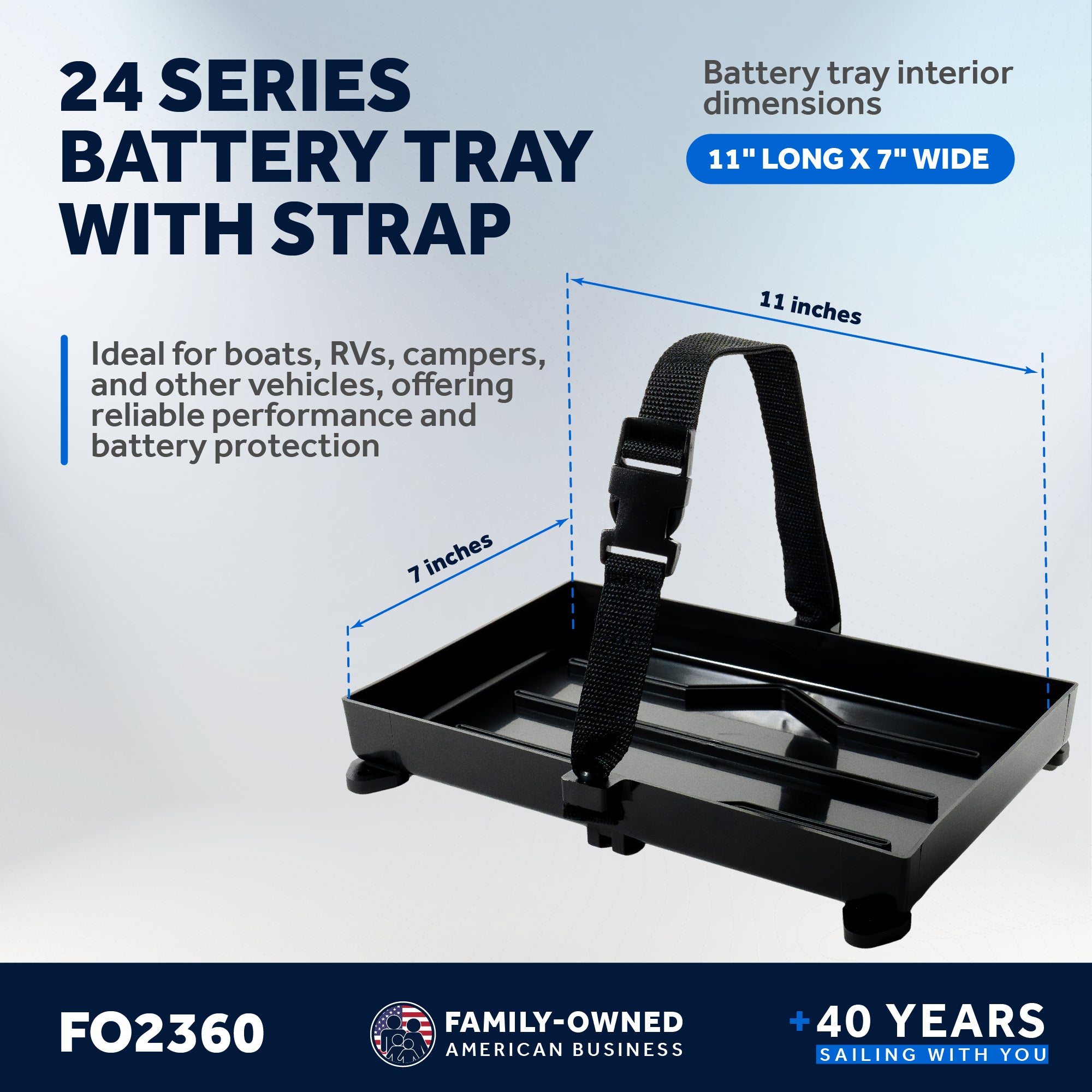 Battery Tray with Strap, Group 24 Series Battery - FO-2360 - Five Oceans