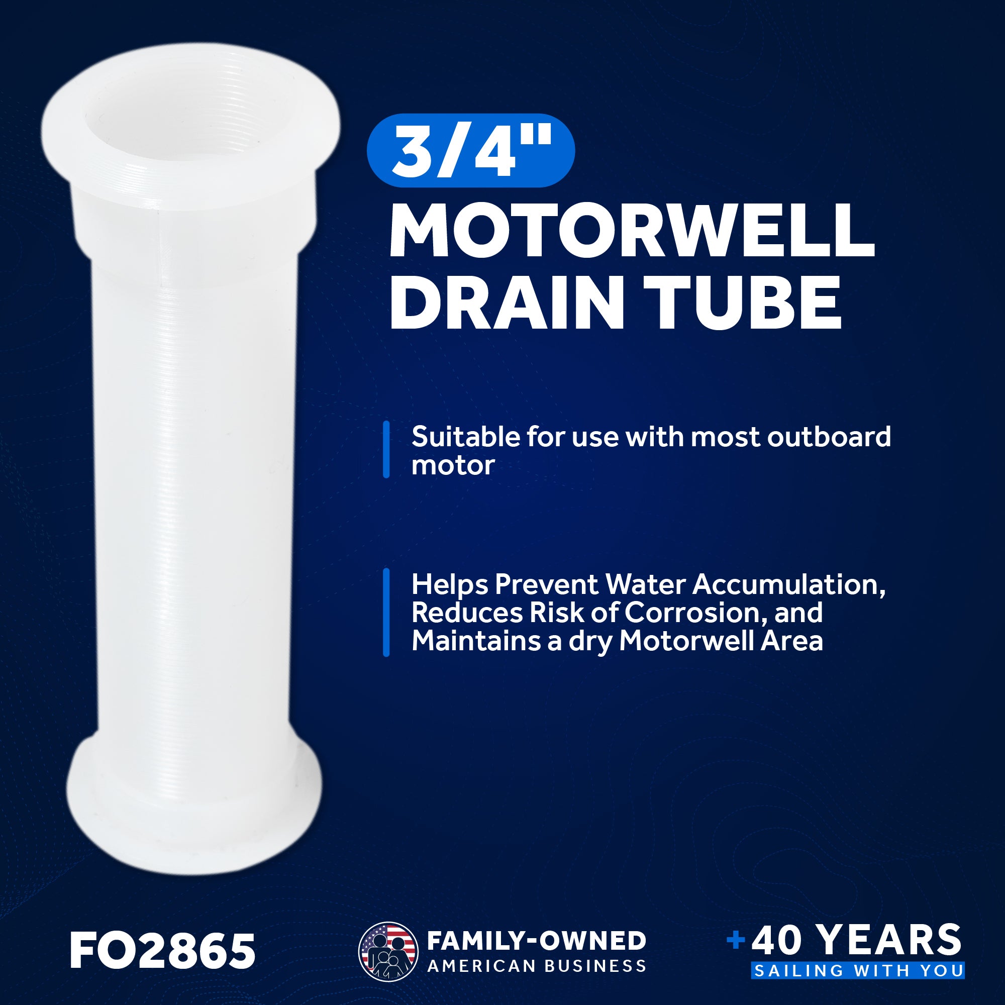 3/4" Boat Motorwell Drain Tube Thru Hull - FO2865