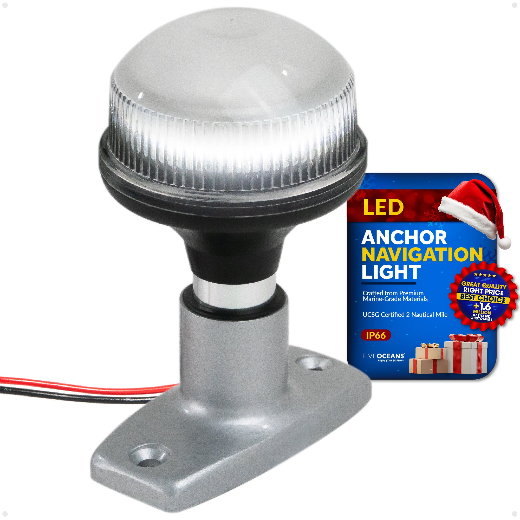 LED Anchor Navigation Light 4", Fixed Mount, 2NM - FO2874