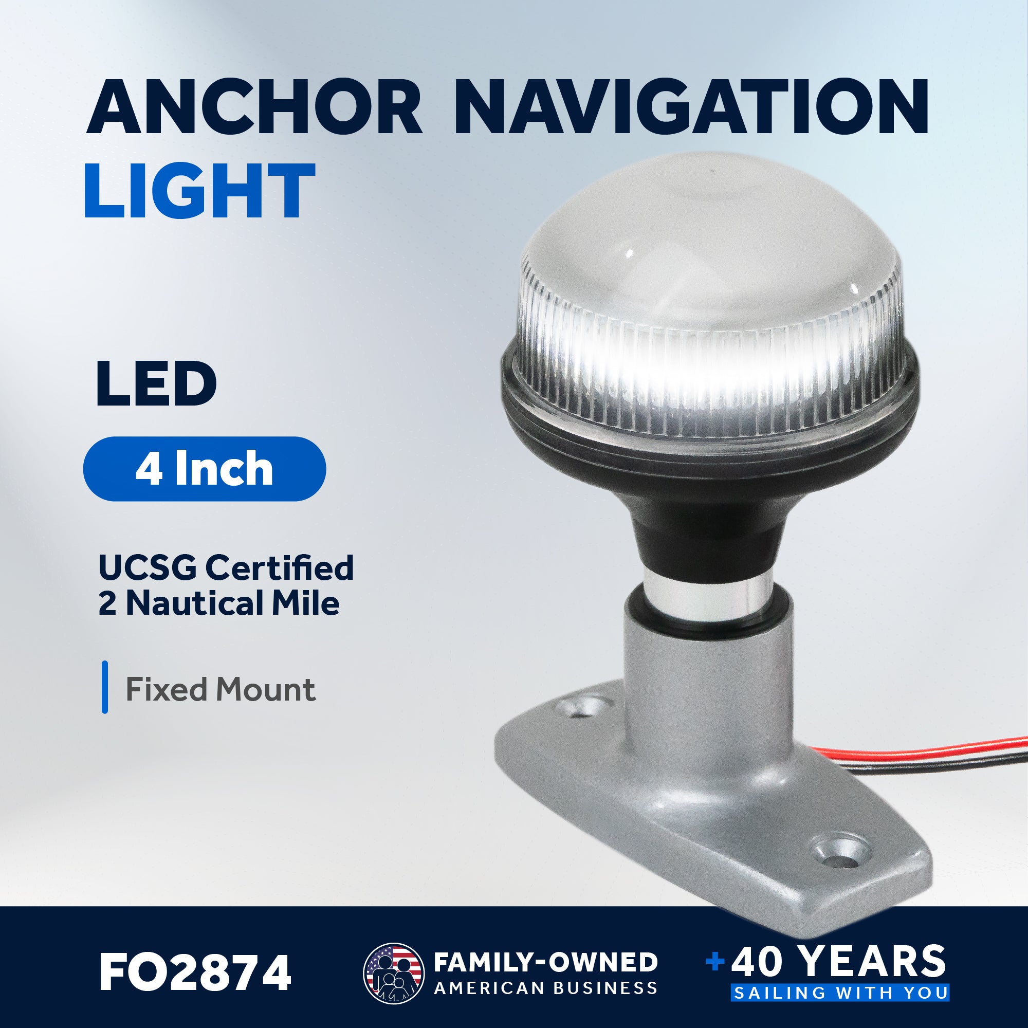 LED Anchor Navigation Light 4", Fixed Mount, 2NM - FO2874