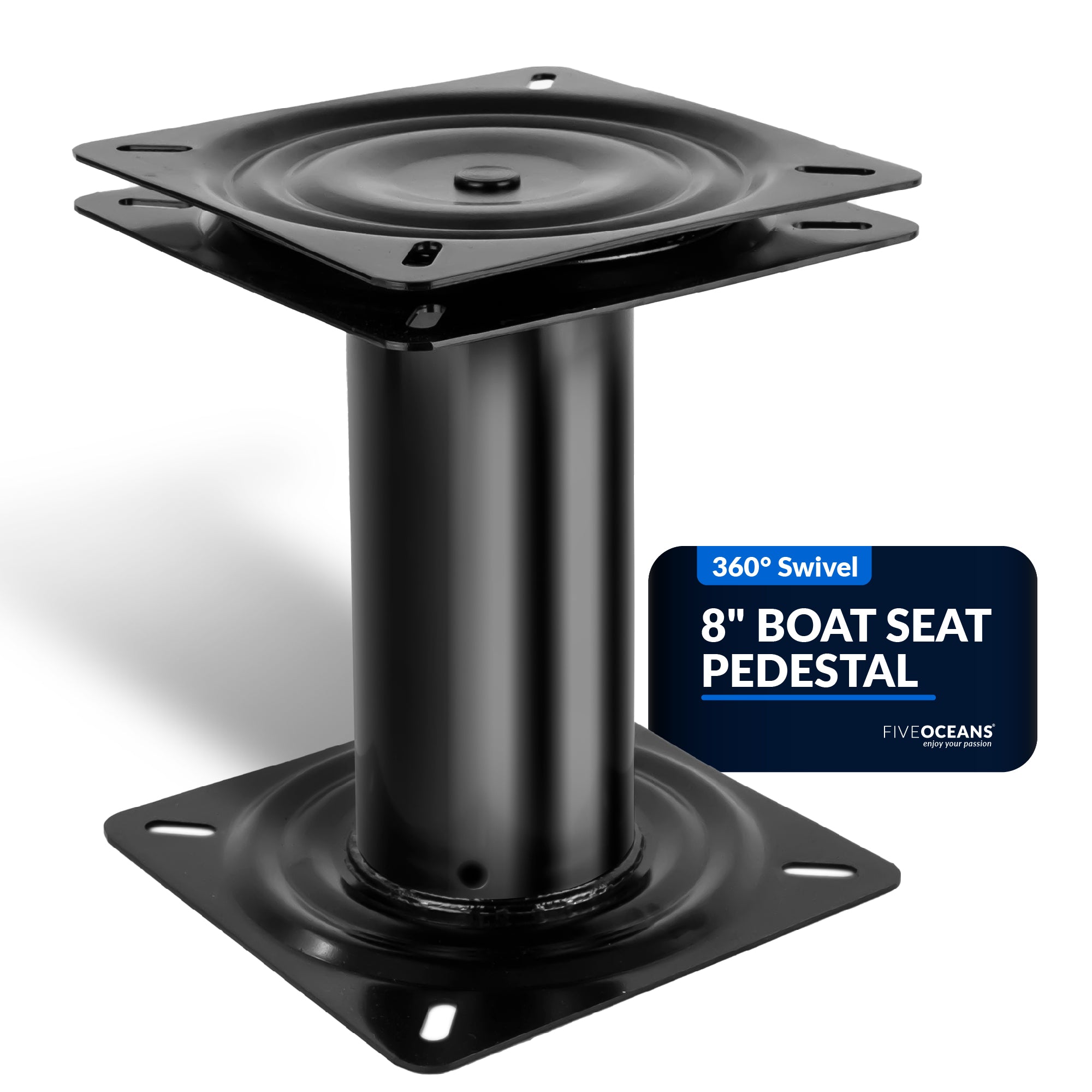 8" Boat Seat Pedestal with Swivel, Black EDC Steel - FO2896