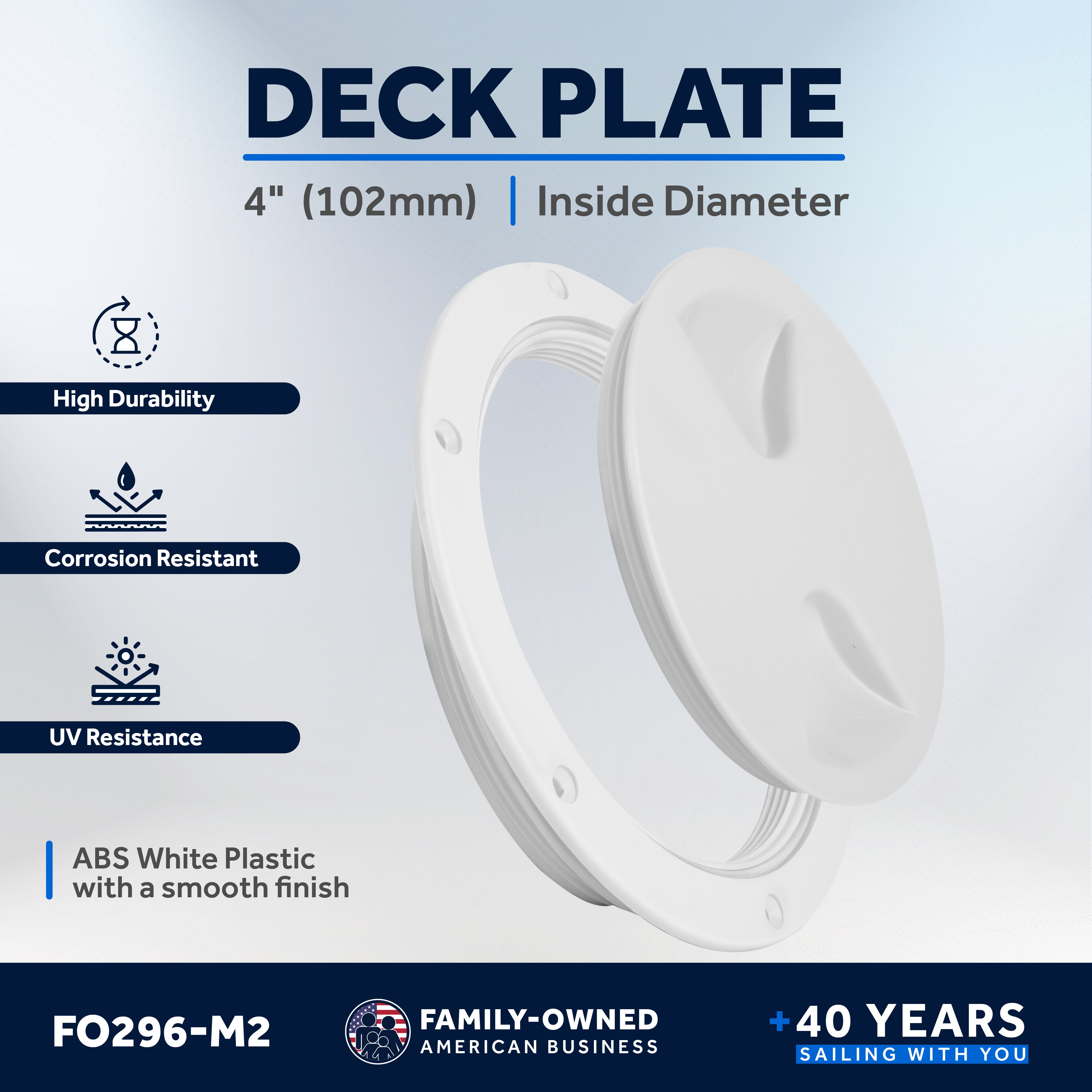 4" Deck Plate, Round, White 2-Pack - FO296-M2