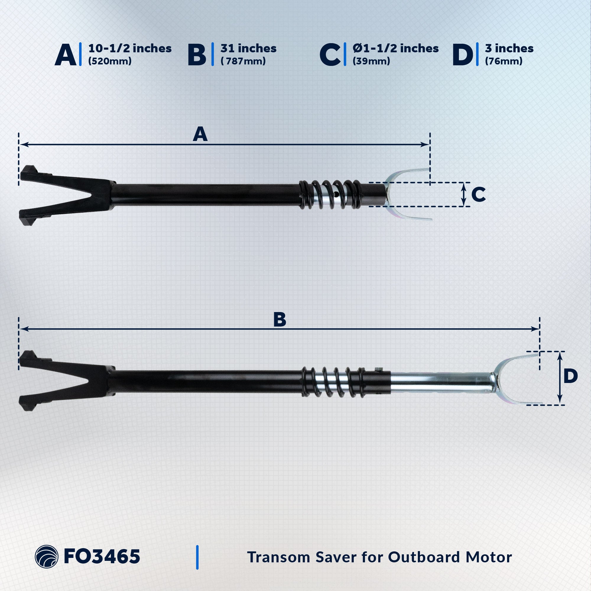 Transom Saver for Outboard Motor, Adjustable from 20-1/2" to 31" - FO3465