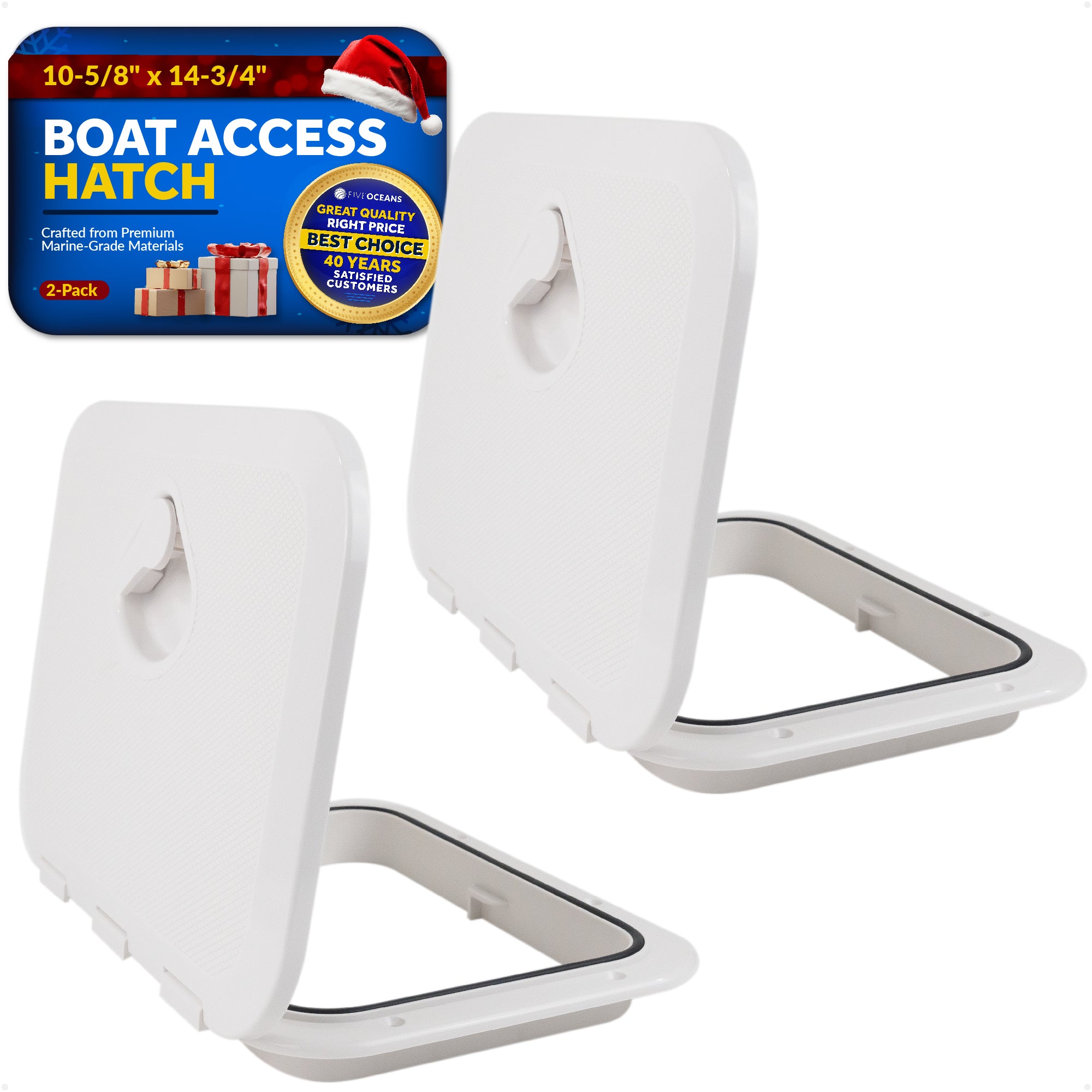 Boat Access Hatch 10-5/8" x 14-3/4" Recessed Handle Locking System, White, 2-Pack - FO3624-M2