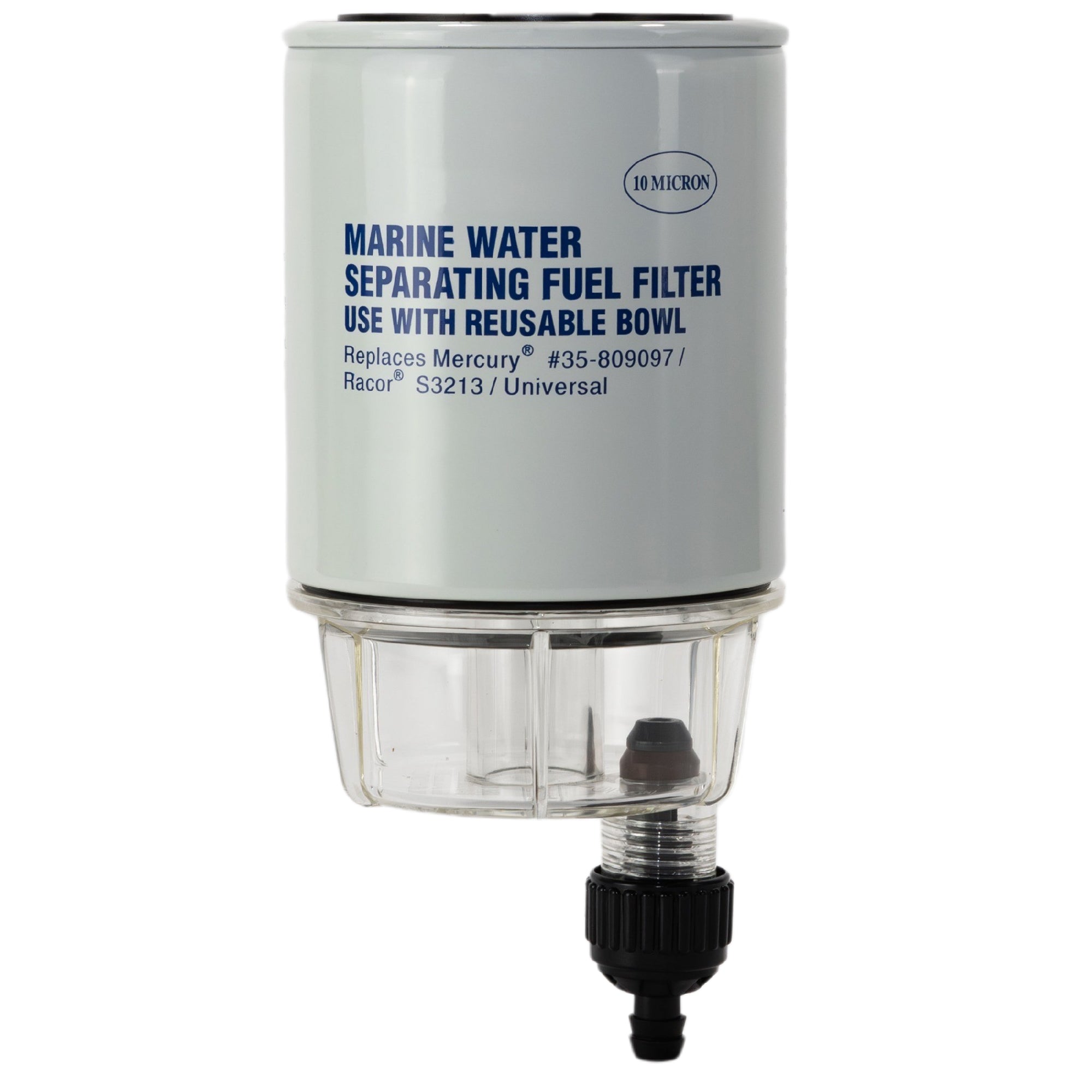 Fuel Water Separator Filter with See-Thru Bowl, Thread Diameter 11/16", 3/8" Barb - FO3665