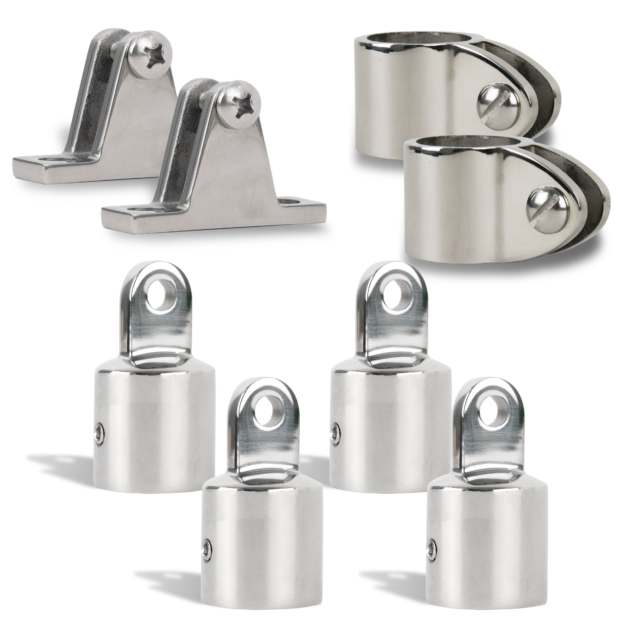 2 Bow Bimini Top Hardware Set 8 Piece, Fitting Fit 7/8", AISI316 Stainless Steel - FO367-C2