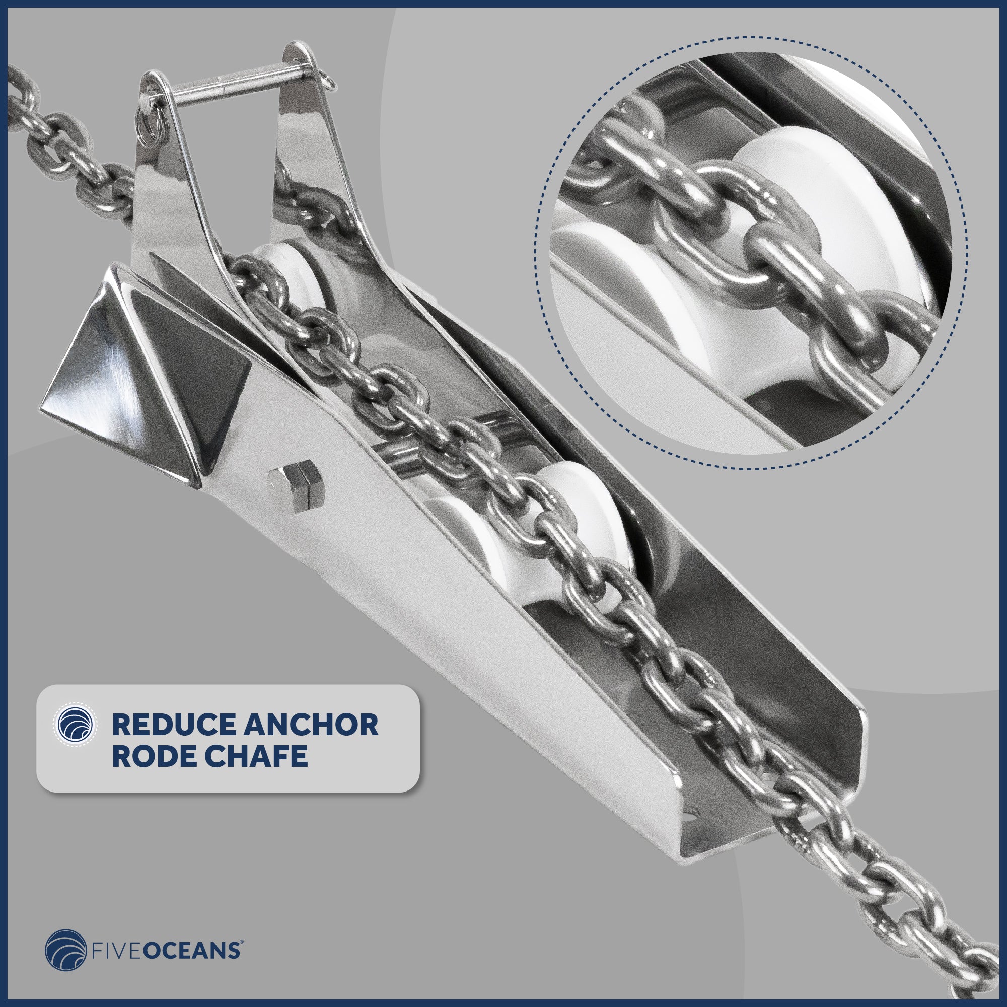 Pivoting Self-launching Anchor Bow Roller, Length 13-1/4", Stainless Steel - FO3696 - Five Oceans