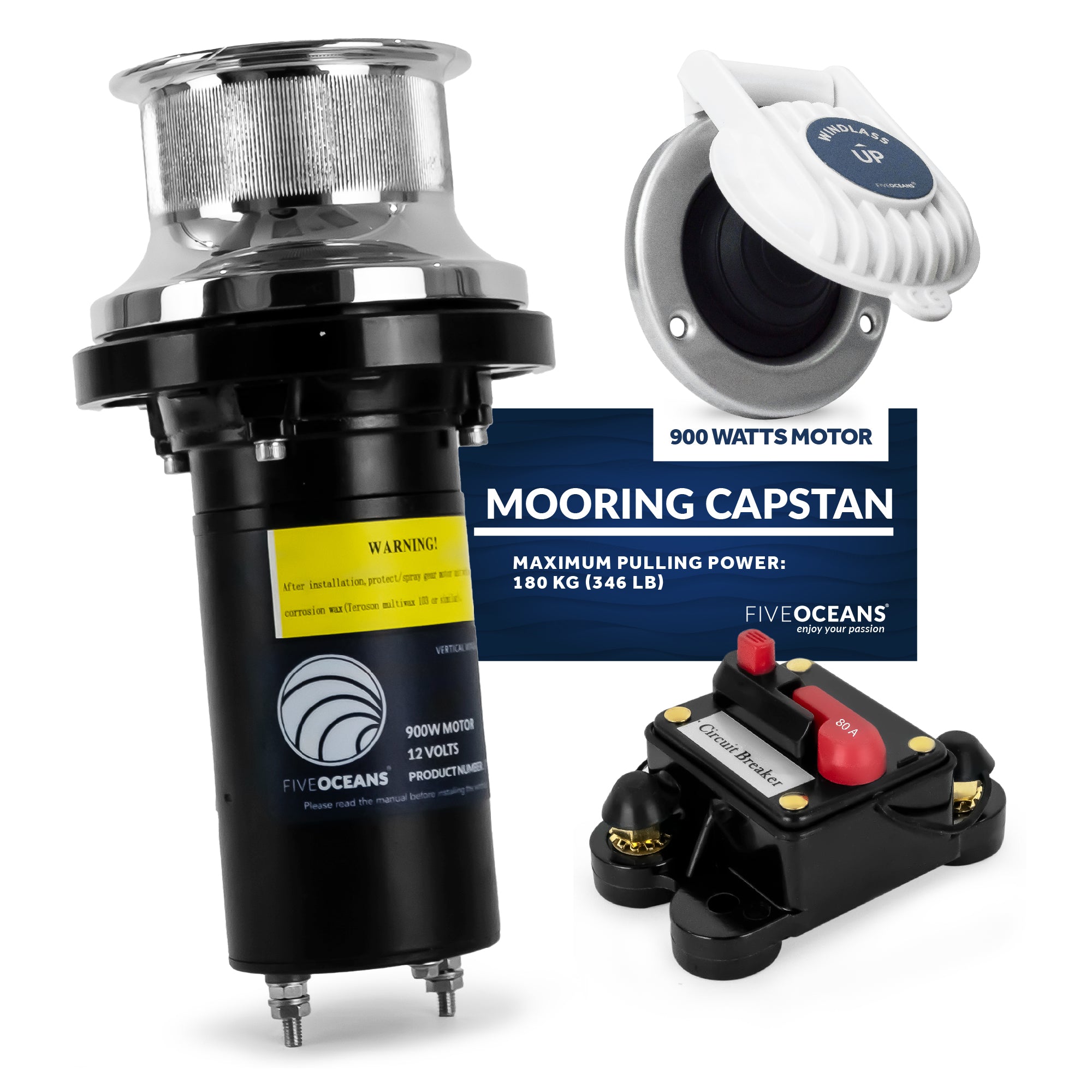 Arctic Capstan 900 Watts Vertical Mounted Winch, 12 V - FO3716 - Five Oceans