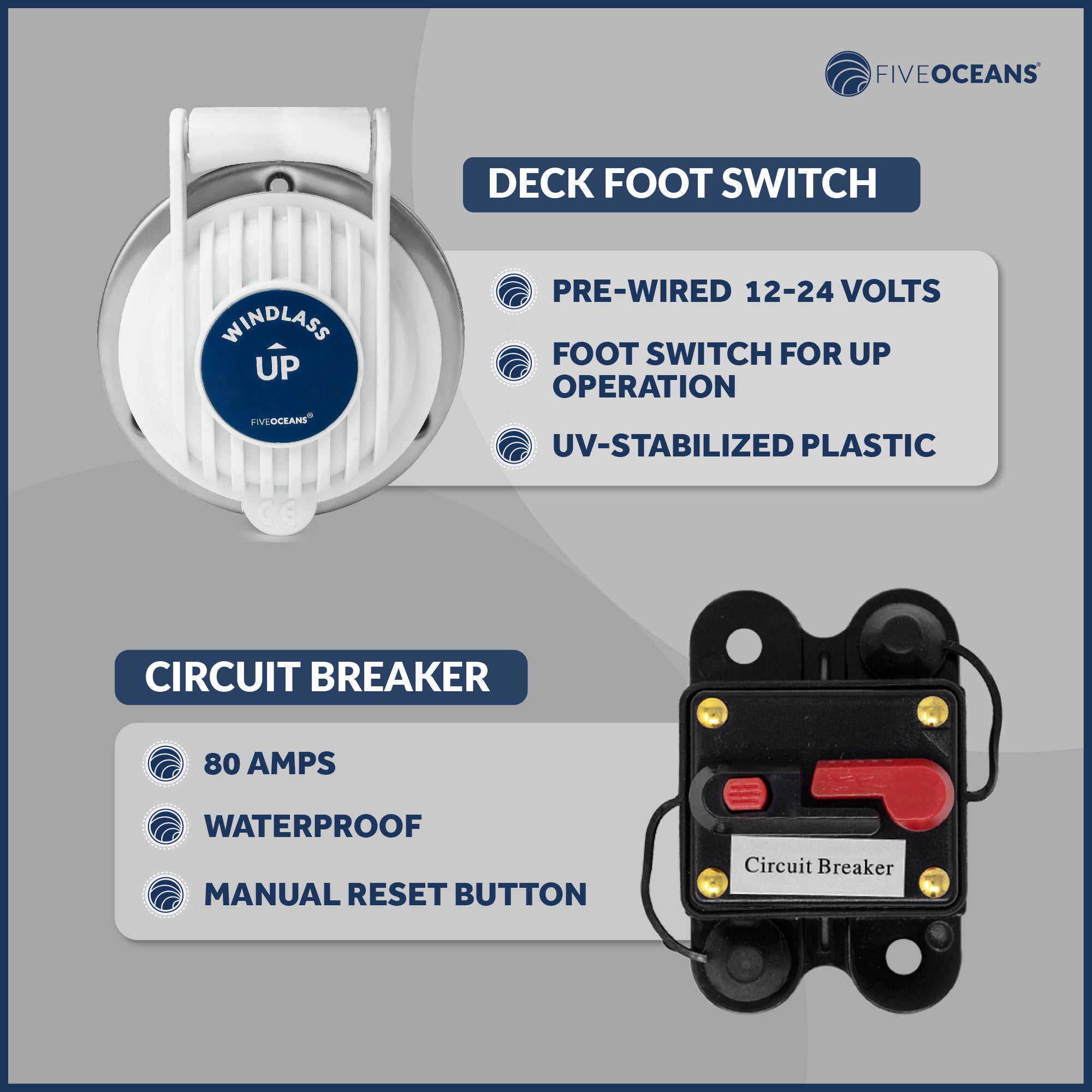 Arctic Capstan 900 Watts Vertical Mounted Winch, 12 V - FO3716 - Five Oceans