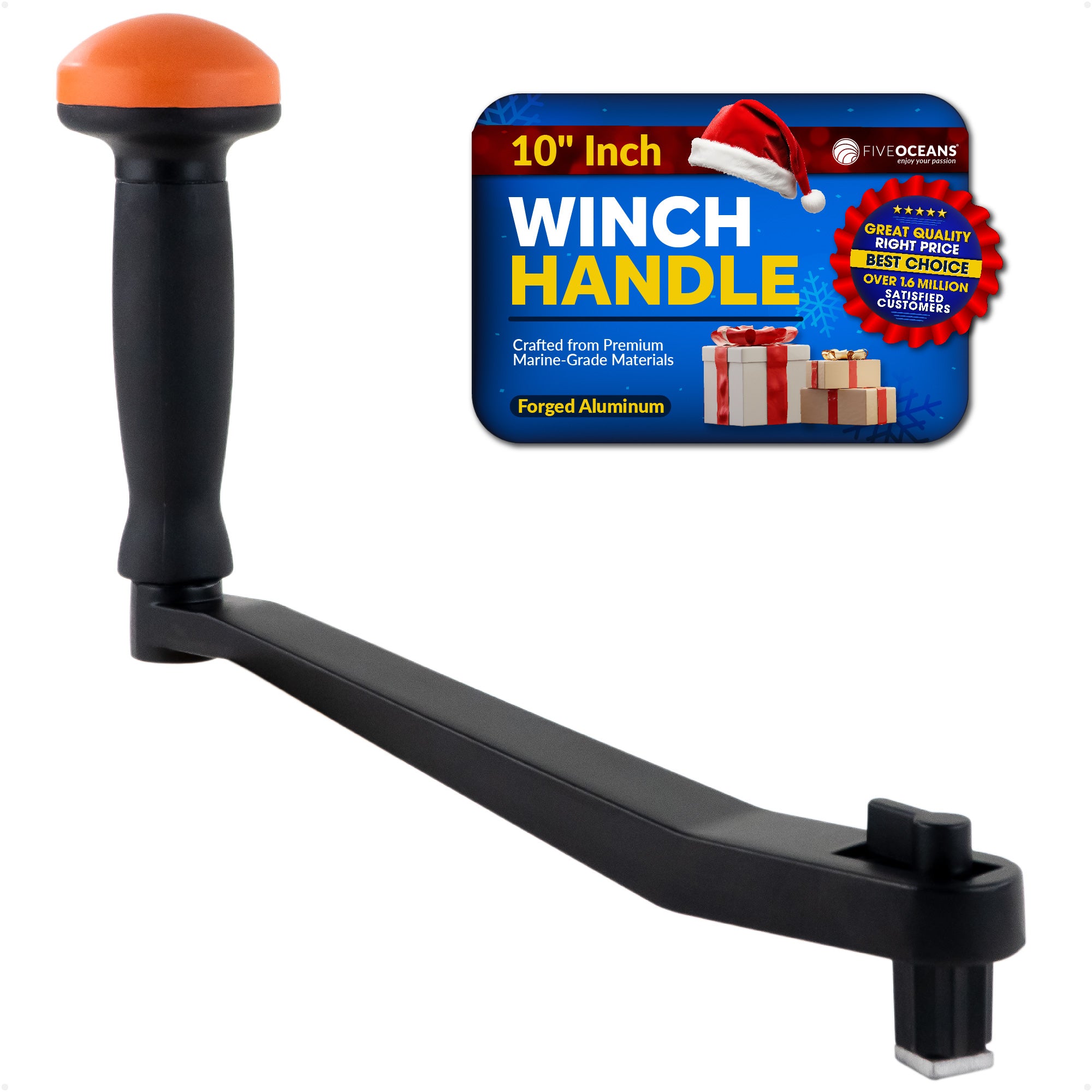 Universal Lock-in Style Winch Handle, 10" Black/Orange  - FO3743