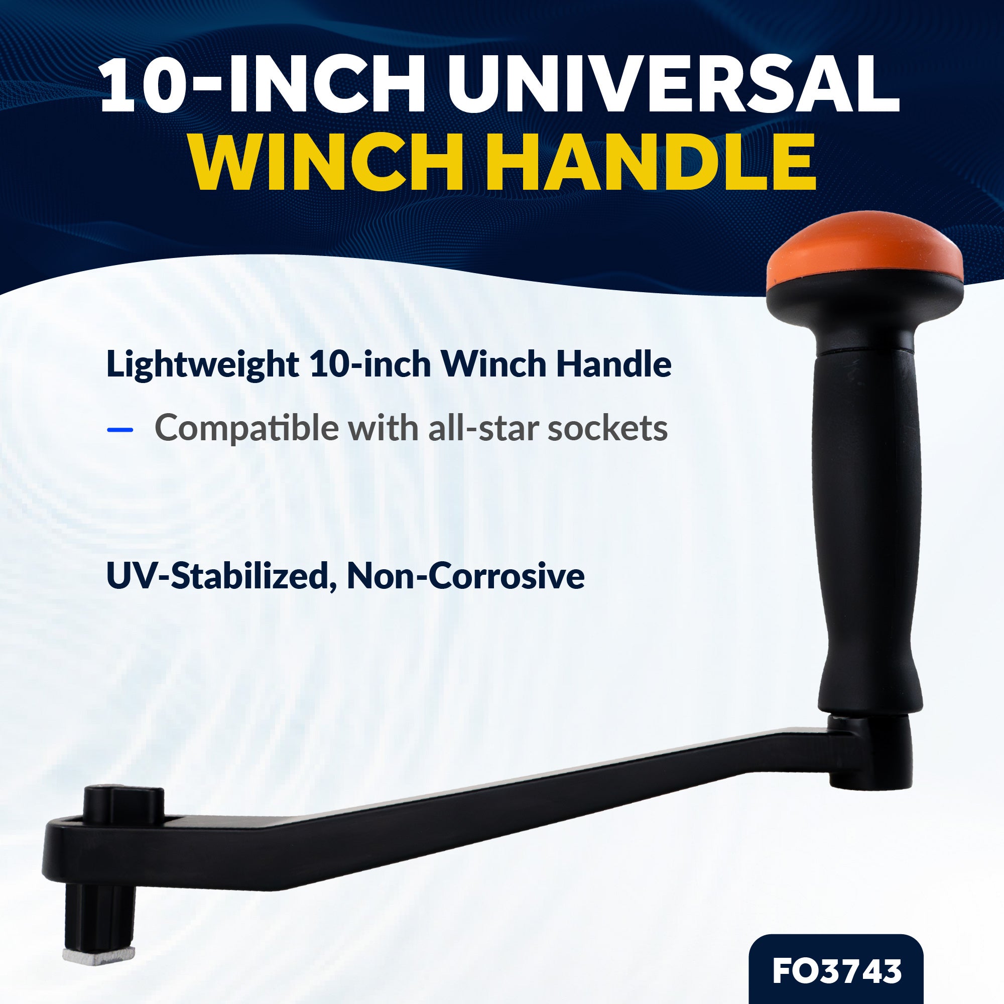 Universal Lock-in Style Winch Handle, 10" Black/Orange  - FO3743