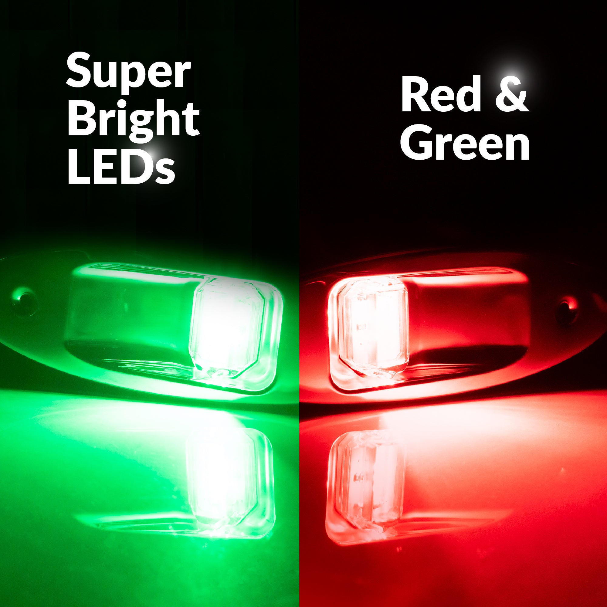 LED Bow Navigation Lights, 2NM, Flush Mount, Red/Green - FO3840 - Five Oceans