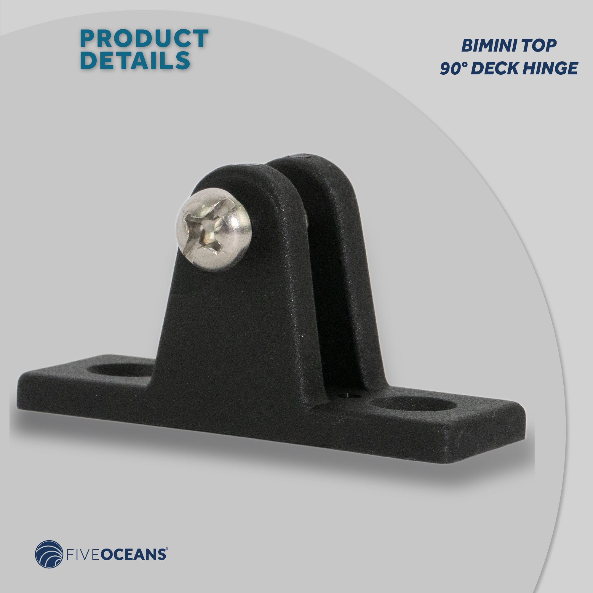 Bimini Top Hardware 90 Degree Deck Hinge with Screw Pin, Black Nylon - FO3847