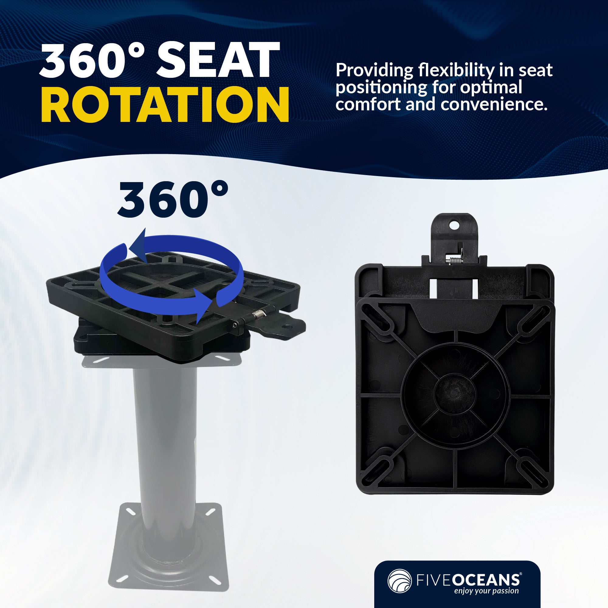 Boat Quick-Release Seat Swivel Mount Removable Bracket, 2-Pack - FO3891-M2 - Five Oceans