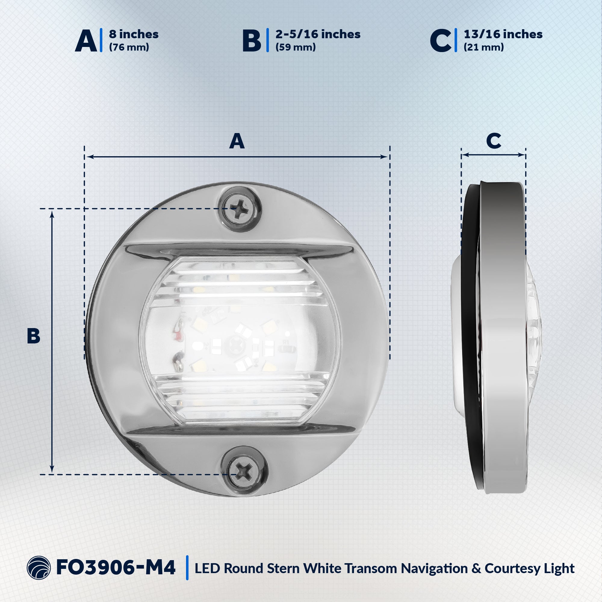 LED Courtesy Navigation Lights, Round Stainless Steel, Daylight, 4-Pack -  FO3906-M4