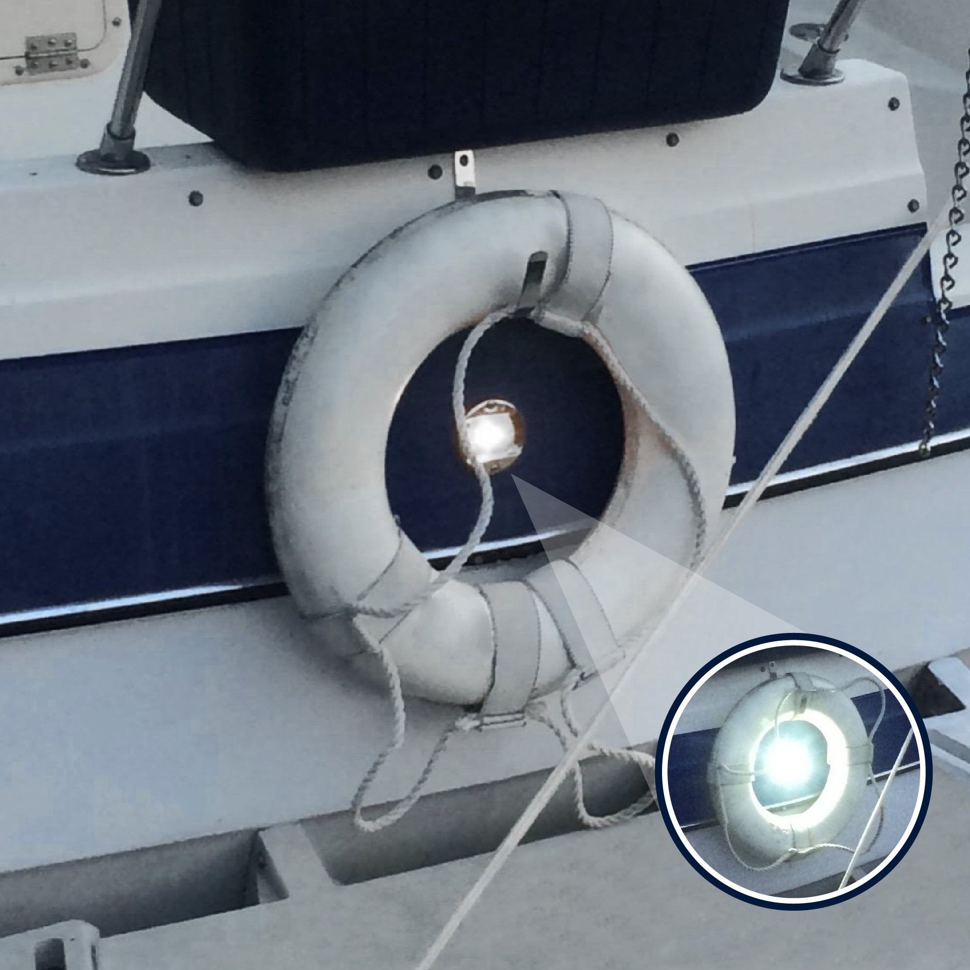 LED Courtesy Navigation Lights, Round Stainless Steel, Daylight - FO3906