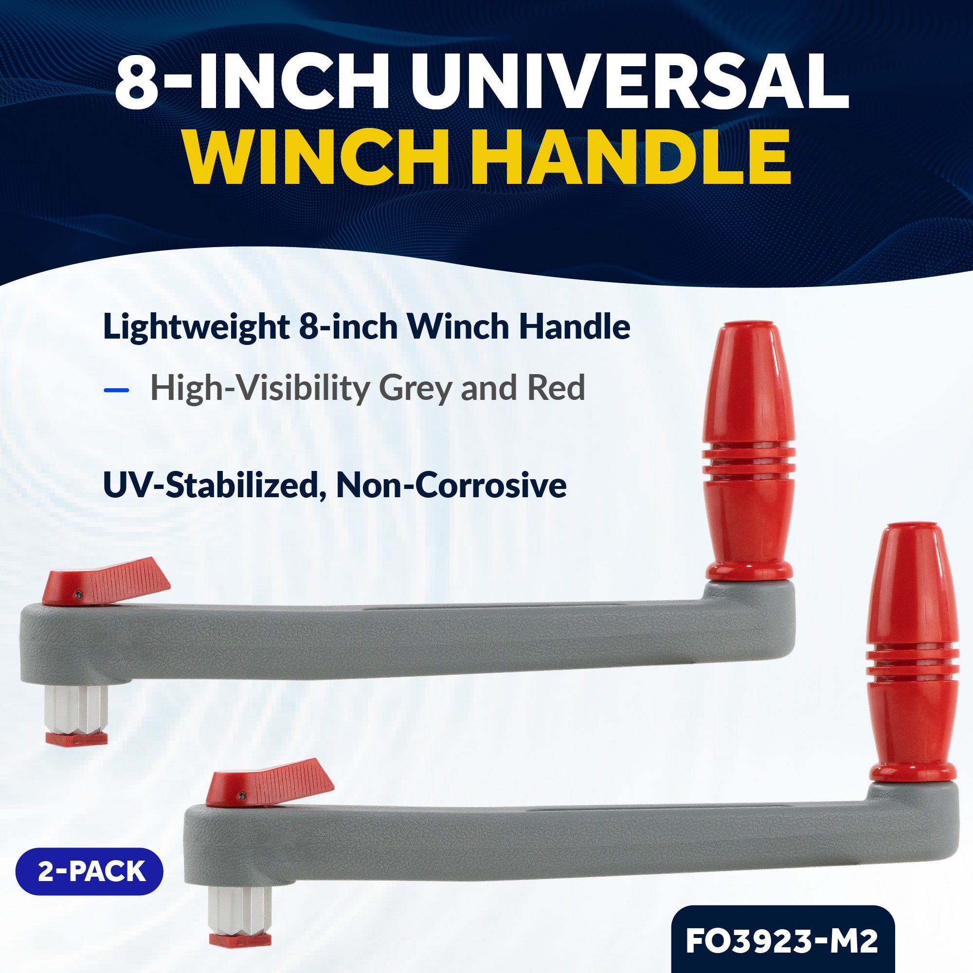 8" Universal Floating Lock-in Winch Handle, Grey/Red, 2-Pack - FO3923-M2