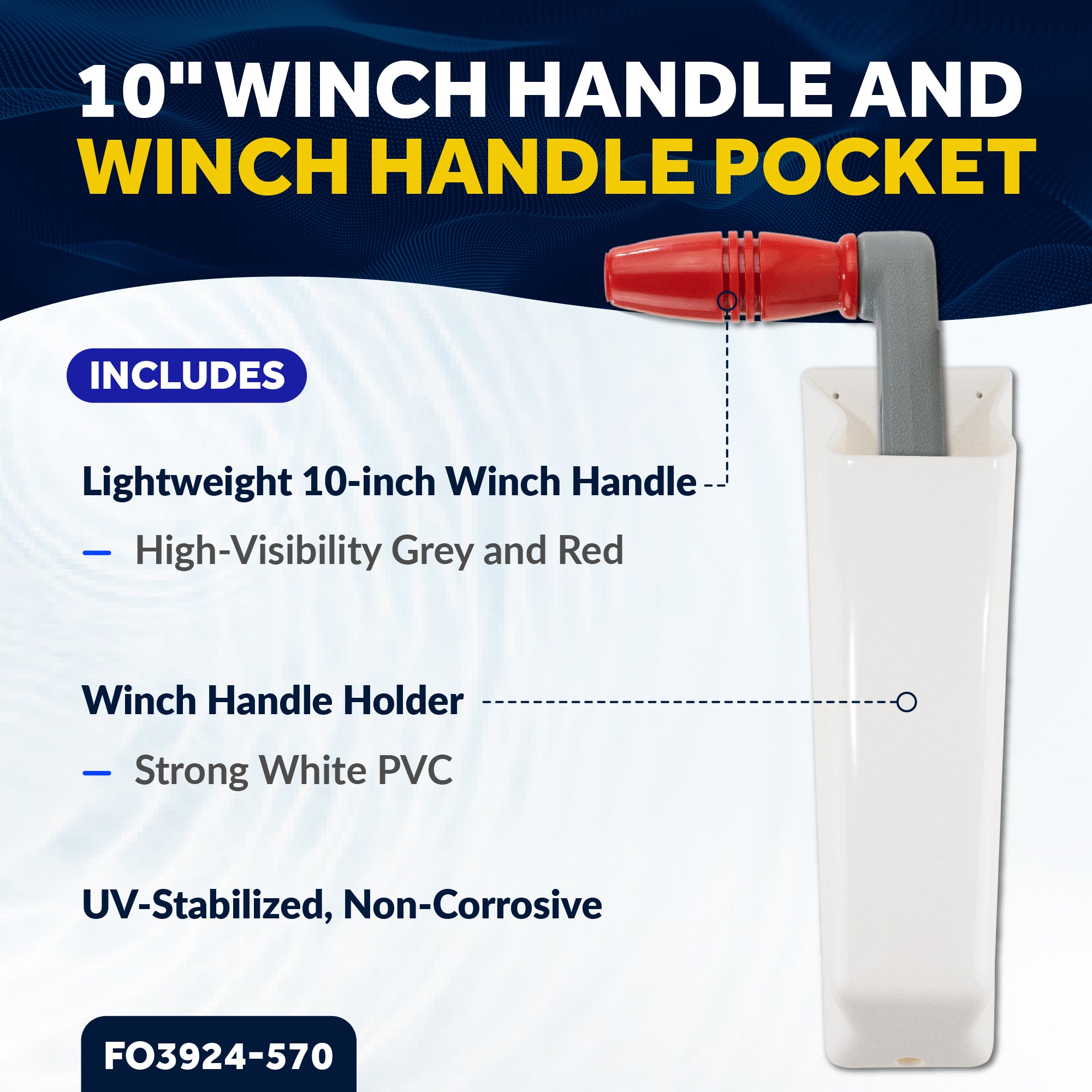 10" Sailboat Winch Handle and Winch Handle Pocket Set - FO3924-570