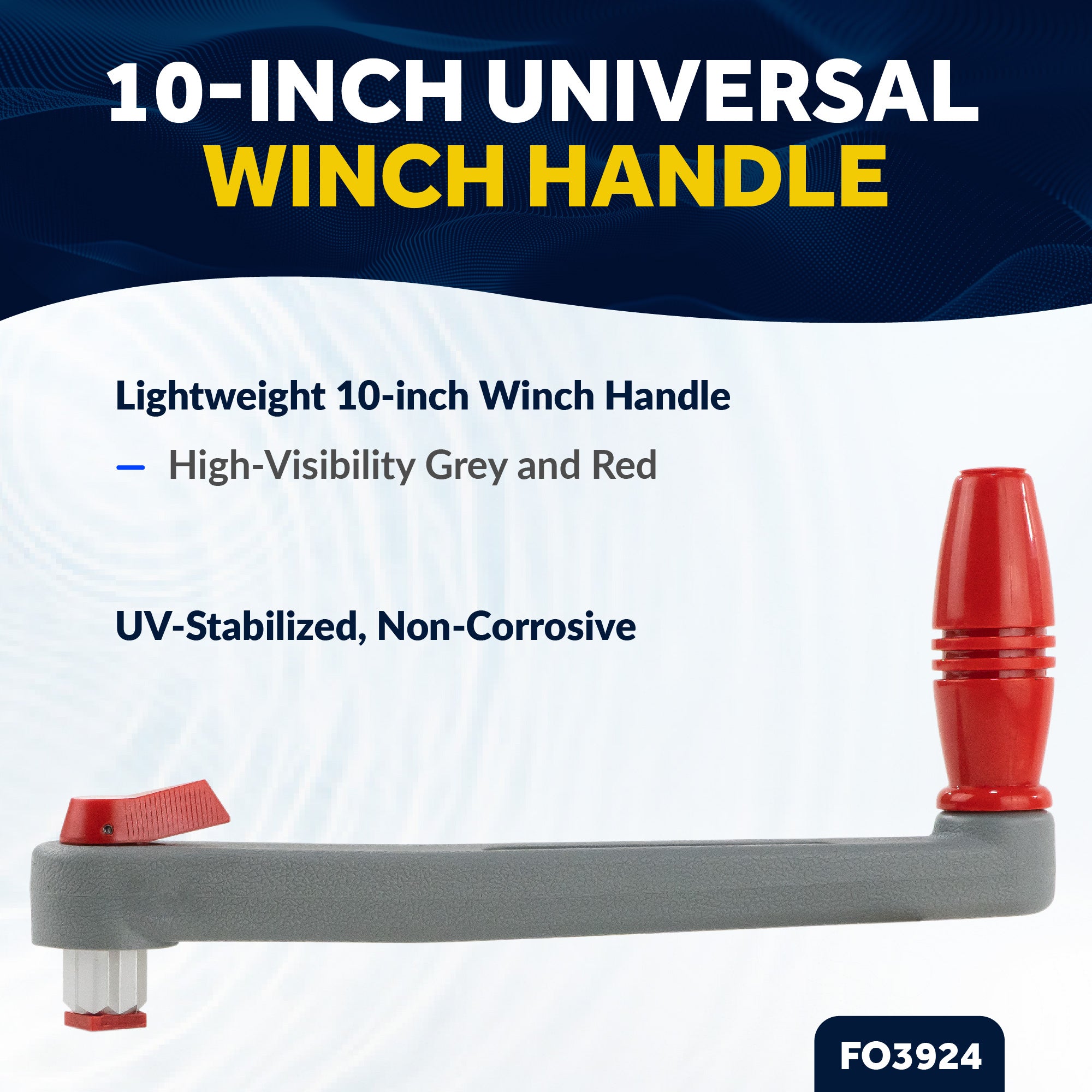 Universal Winch Handle, 10" Floating Lock-in Style, Grey/Red - FO3924