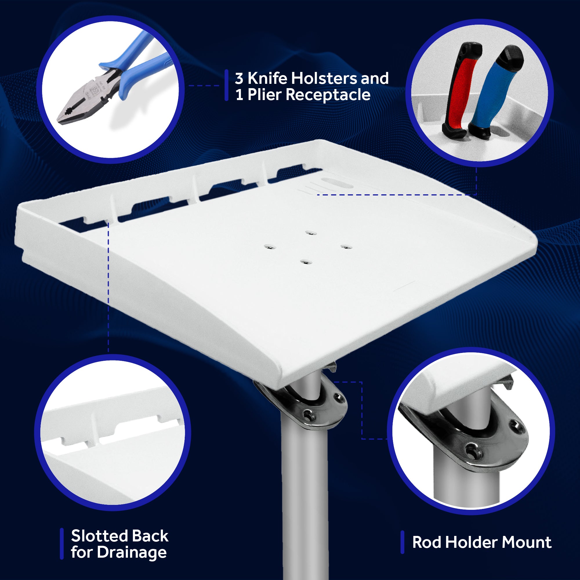 Premium Bait Cutting Board Rod Holder Mount & Stainless Steel Fish Gripper Fishing Set - FO3936-4462