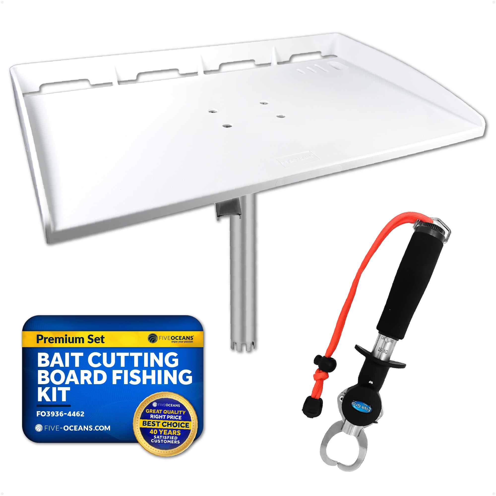 Premium Bait Cutting Board Rod Holder Mount & Stainless Steel Fish Gripper Fishing Set - FO3936-4462