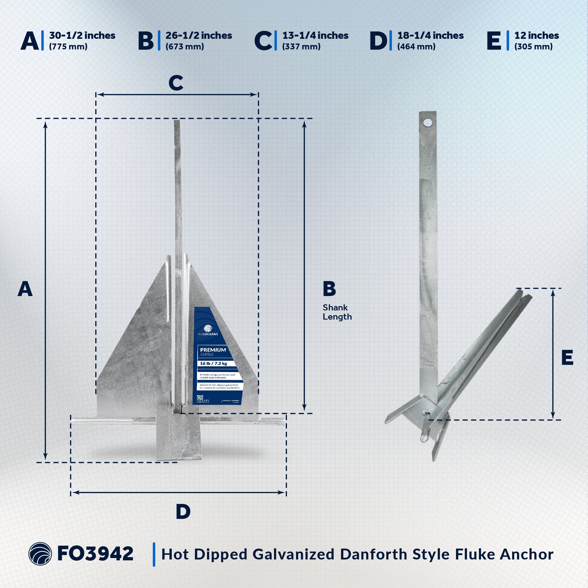 Fluke Anchor 16 Lb Hot Dipped Galvanized Steel FO3942