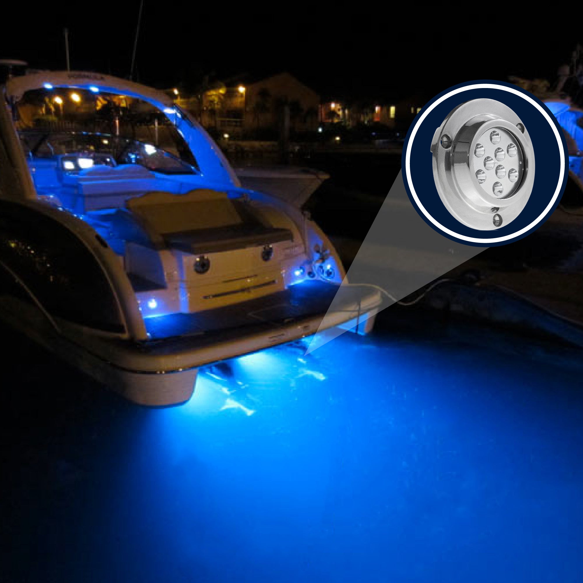 Underwater Boat Light, Stainless Steel, Blue LED, 2-Pack - FO4005-M2