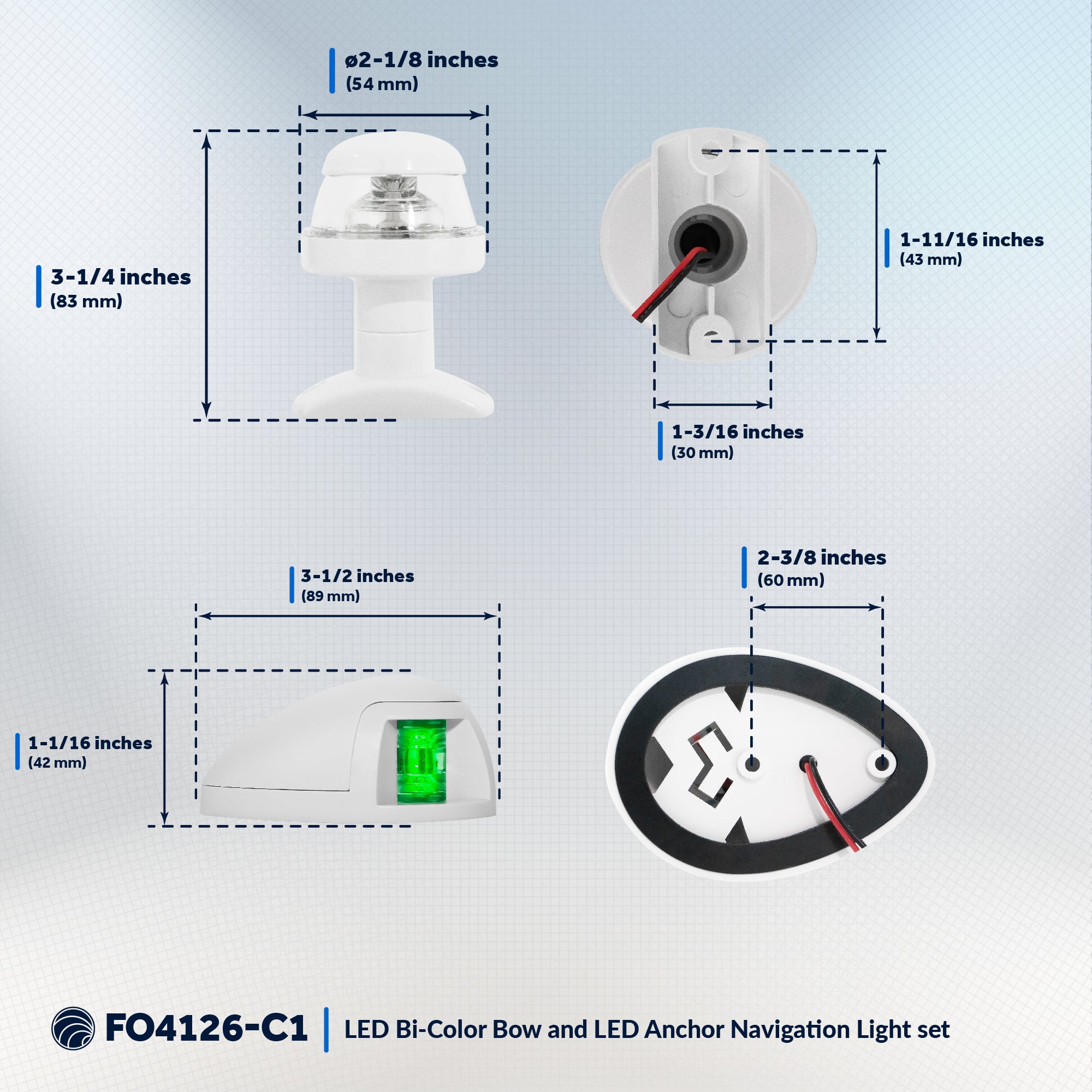 LED Anchor Light and Boat Navigation Lights Set - FO4126-C1