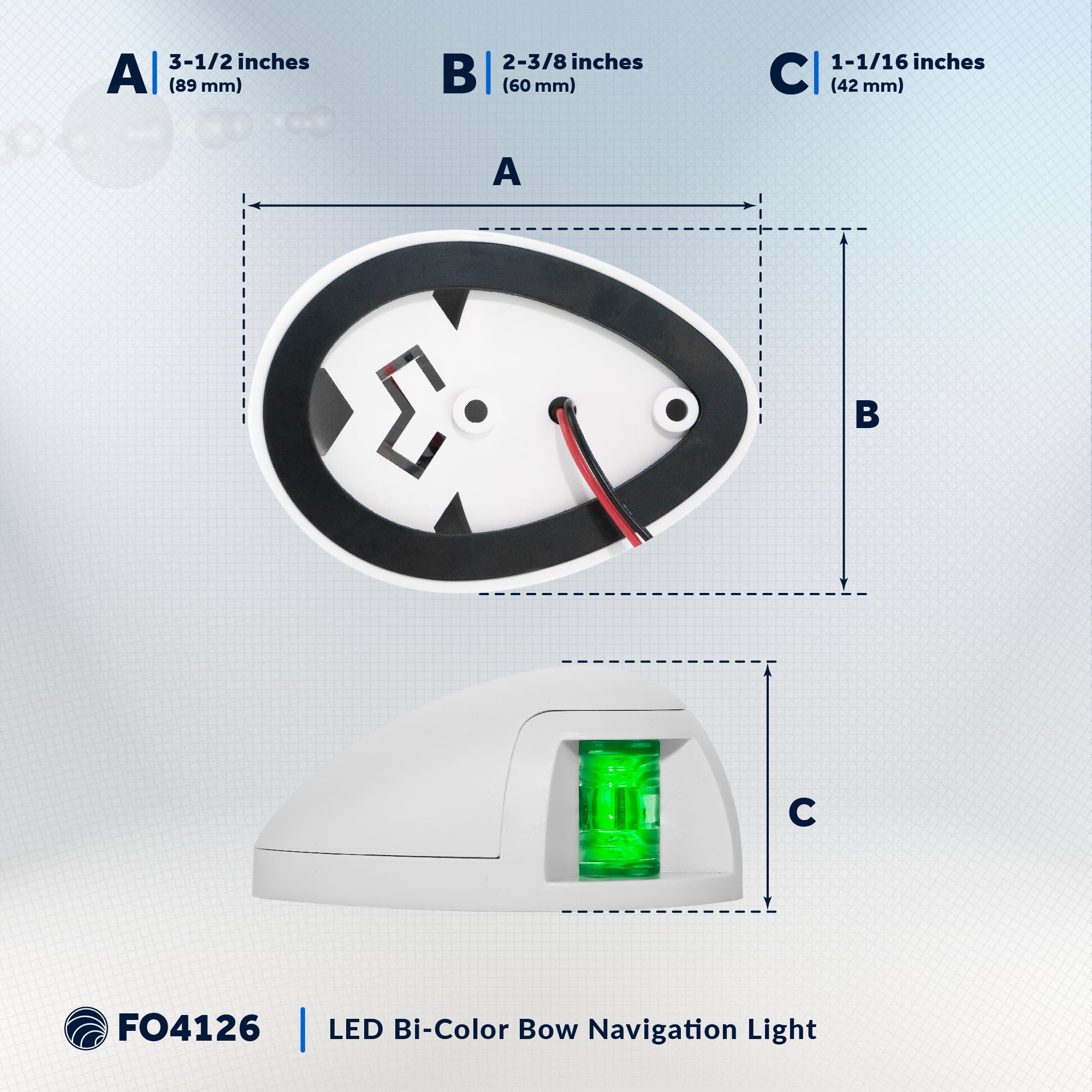 LED Bi-Color Bow Navigation Light, Horizontal Mount, 2NM - FO4126