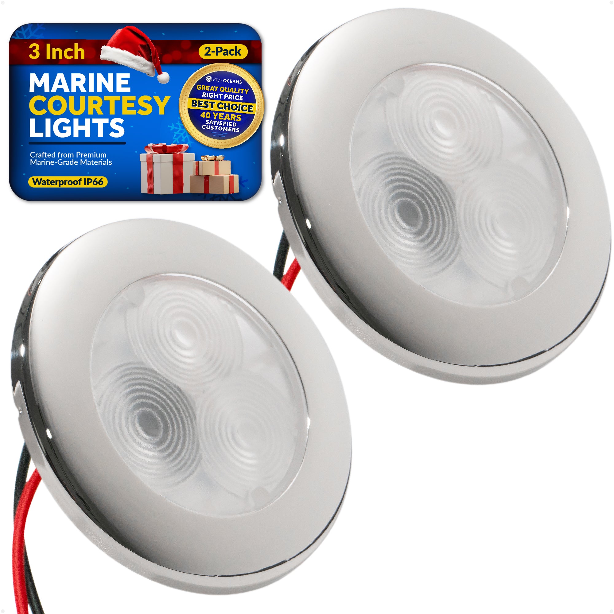 LED Ceiling Light, Round Cockpit, 3",  Blue LED, 2-pack - FO4135-M2